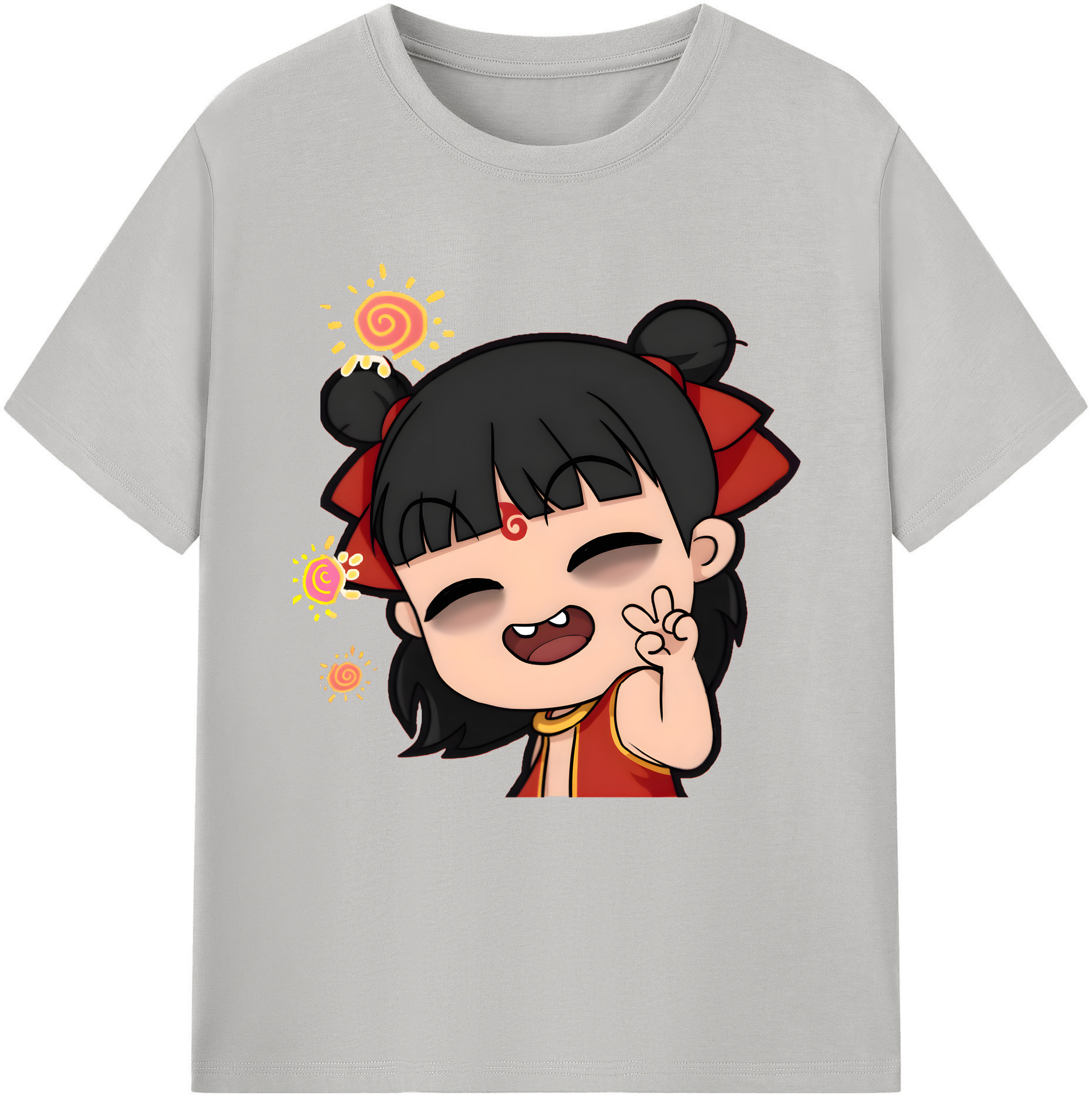 （画像用） Ne Zha 2 ナタ 魔童の大暴れ レディースカジュアルプリントTシャツ（綿100％）
