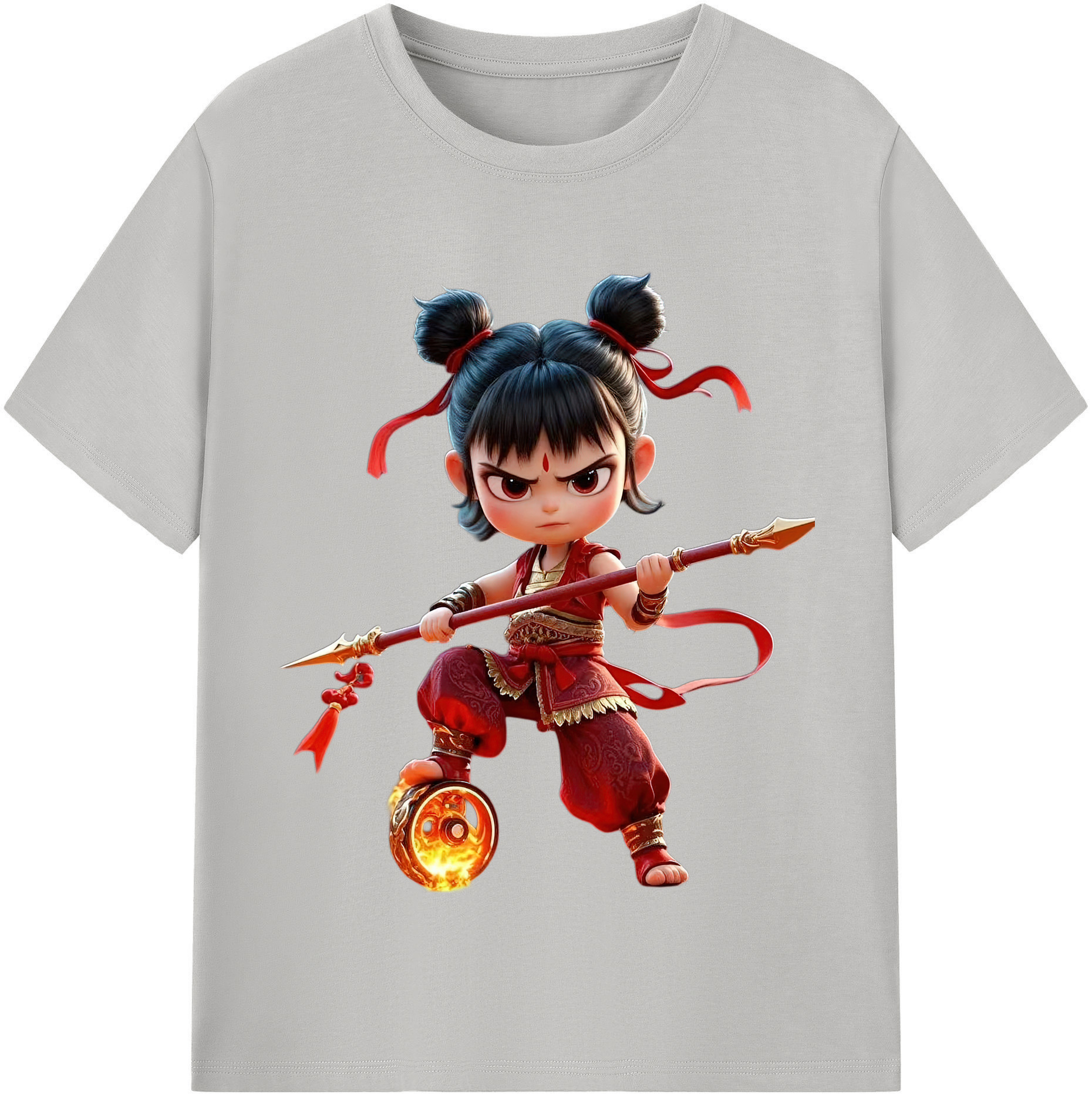 （画像用） Ne Zha 2 ナタ 魔童の大暴れ レディースカジュアルプリントTシャツ（綿100％）