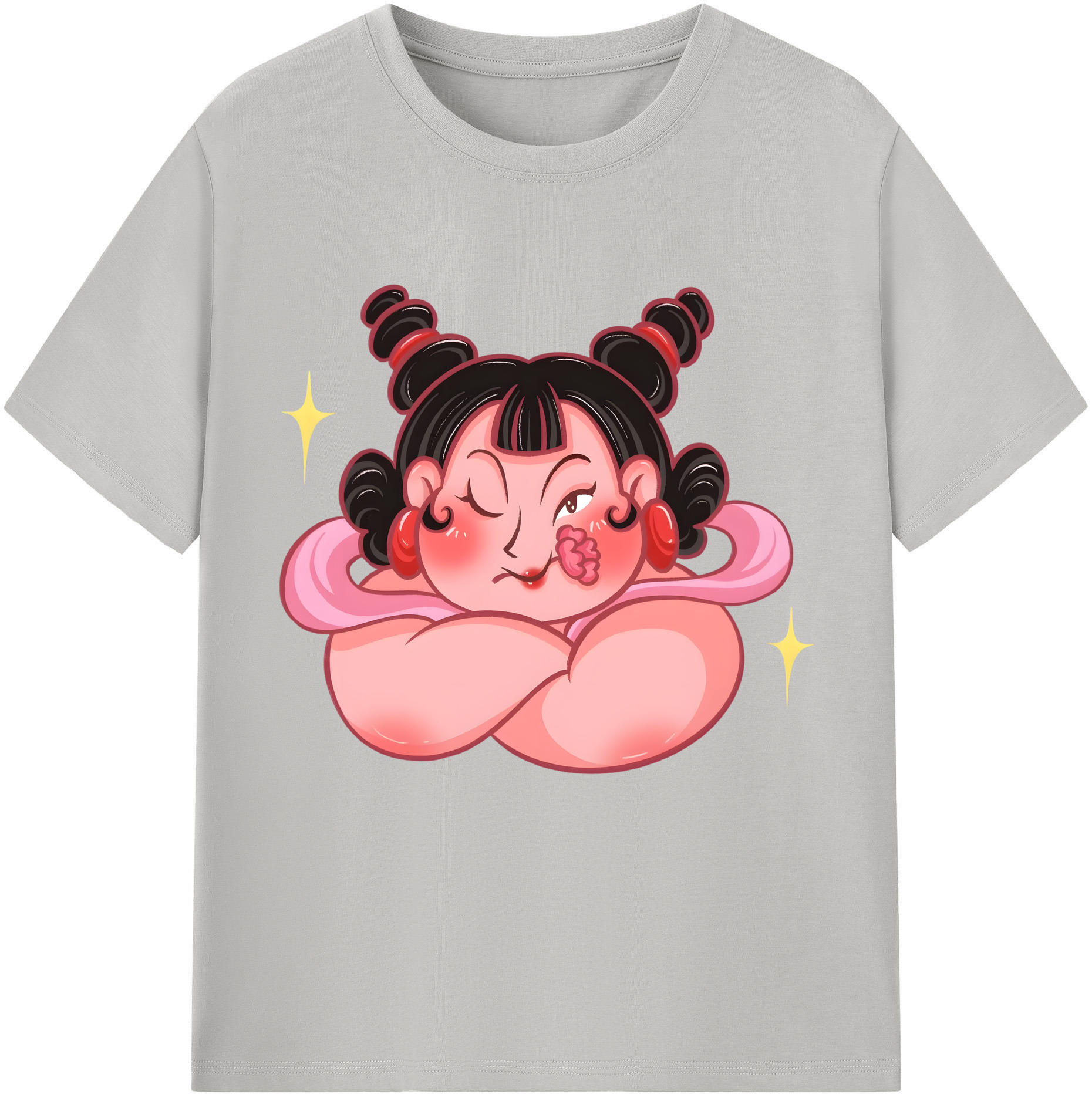 （画像用） Ne Zha 2 ナタ 魔童の大暴れ レディースカジュアルプリントTシャツ（綿100％）