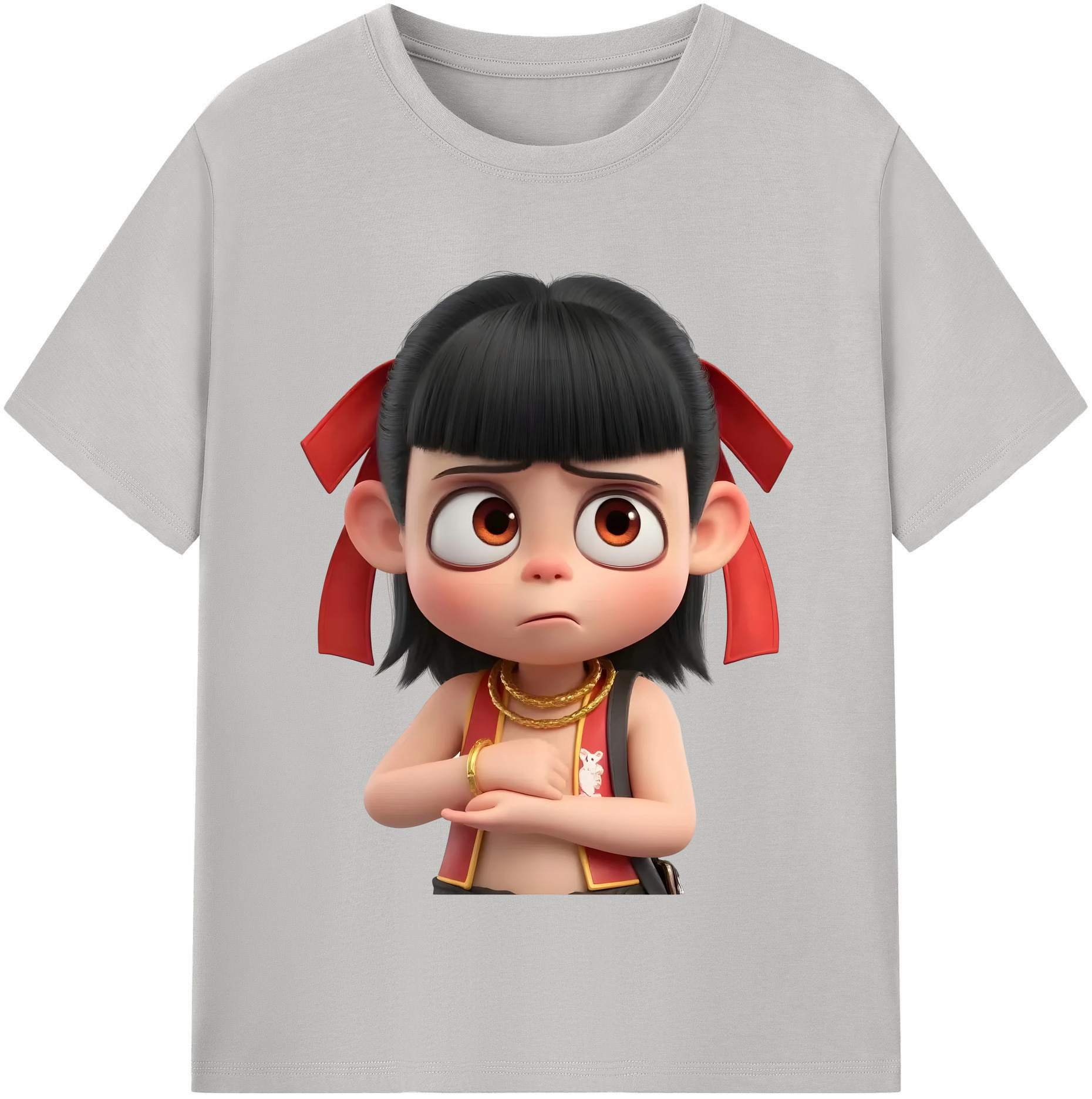 （画像用） Ne Zha 2 ナタ 魔童の大暴れ レディースカジュアルプリントTシャツ（綿100％）
