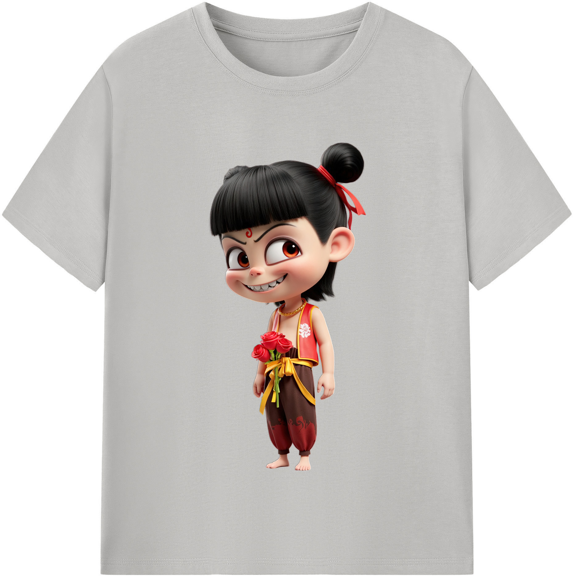 （画像用） Ne Zha 2 ナタ 魔童の大暴れ レディースカジュアルプリントTシャツ（綿100％）