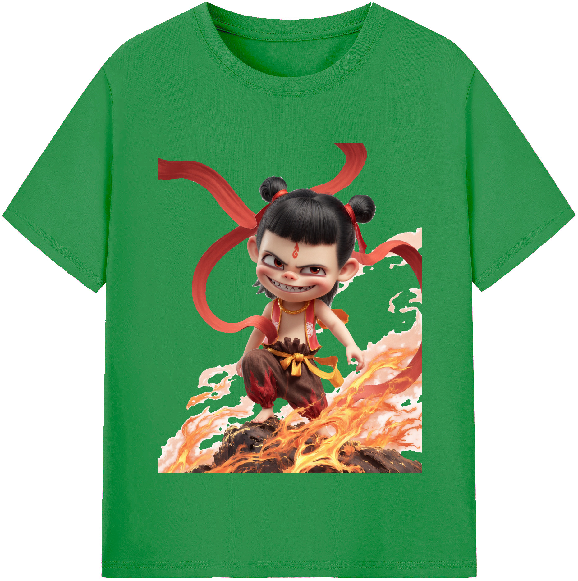 （画像用） Ne Zha 2 ナタ 魔童の大暴れ レディースカジュアルプリントTシャツ（綿100％）