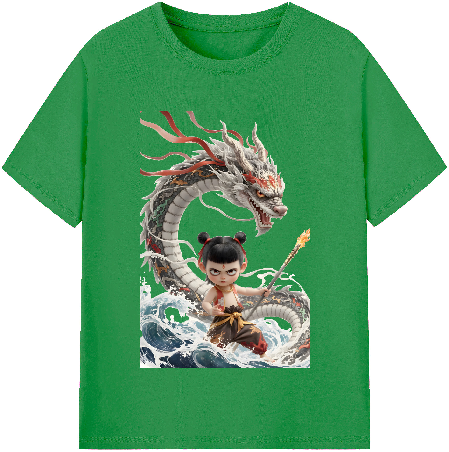 （画像用） Ne Zha 2 ナタ 魔童の大暴れ レディースカジュアルプリントTシャツ（綿100％）