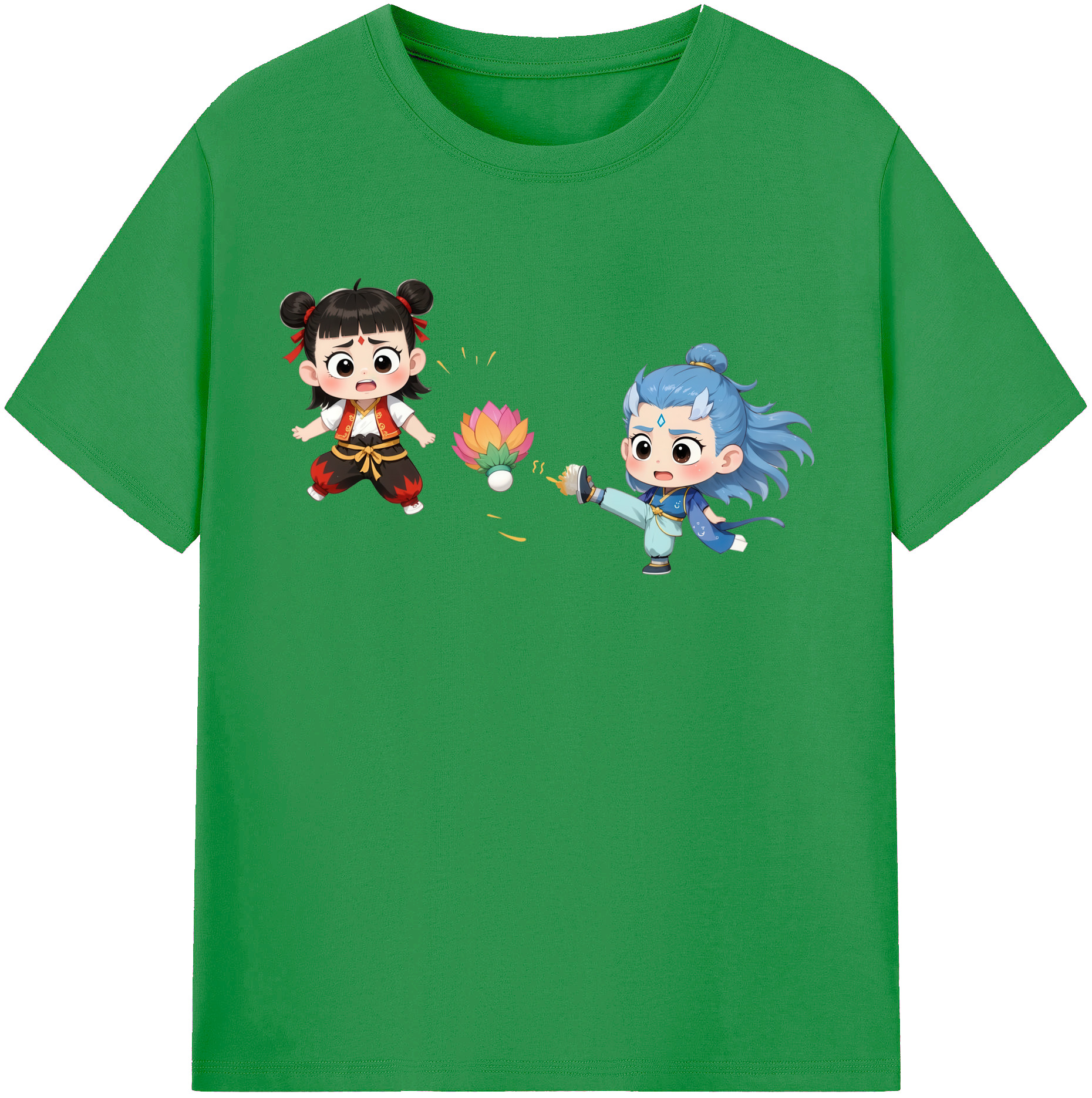 （画像用） Ne Zha 2 ナタ 魔童の大暴れ レディースカジュアルプリントTシャツ（綿100％）