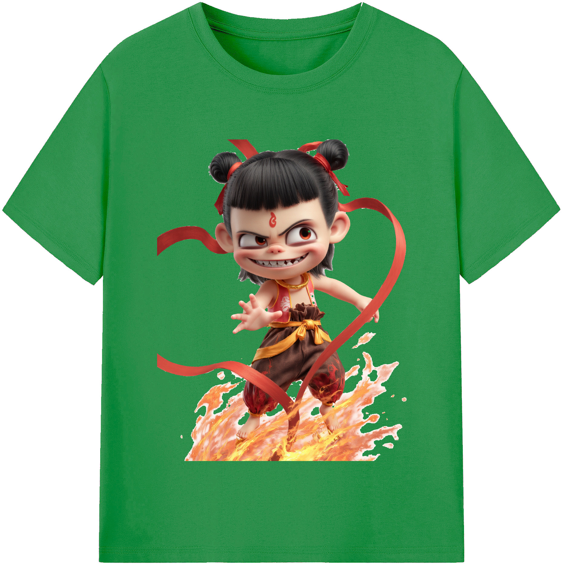 （画像用） Ne Zha 2 ナタ 魔童の大暴れ レディースカジュアルプリントTシャツ（綿100％）