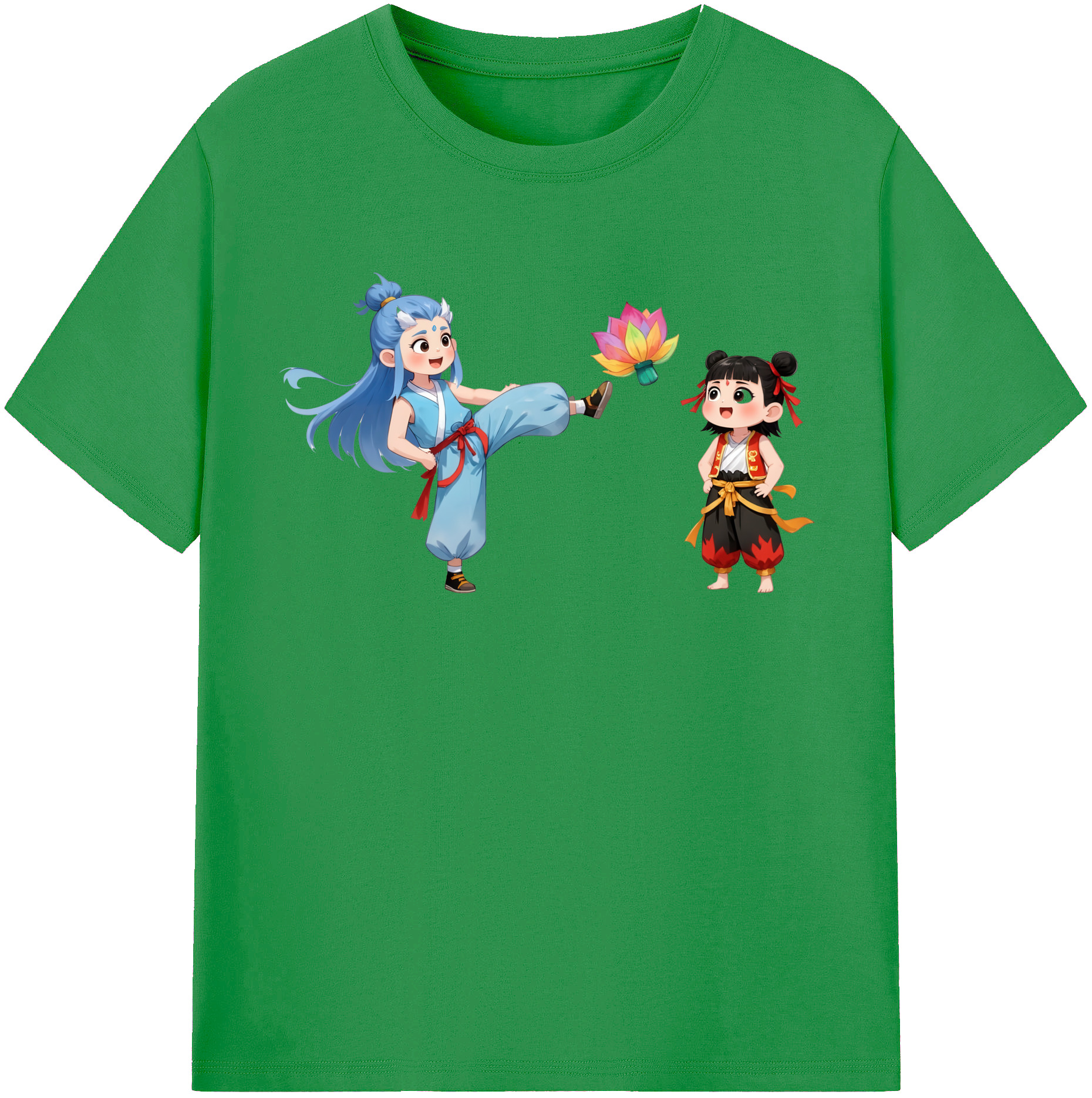 （画像用） Ne Zha 2 ナタ 魔童の大暴れ レディースカジュアルプリントTシャツ（綿100％）