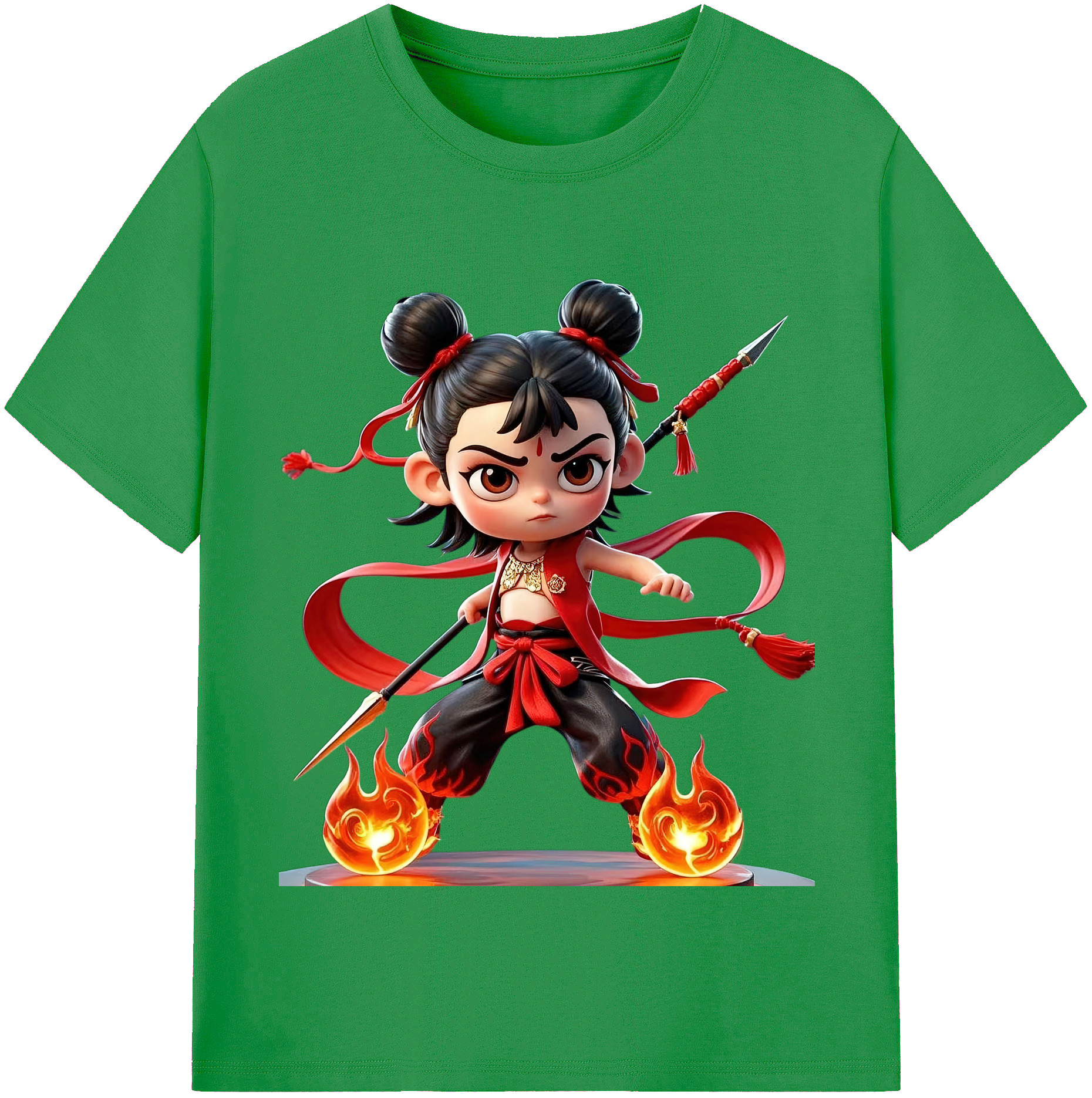 （画像用） Ne Zha 2 ナタ 魔童の大暴れ レディースカジュアルプリントTシャツ（綿100％）