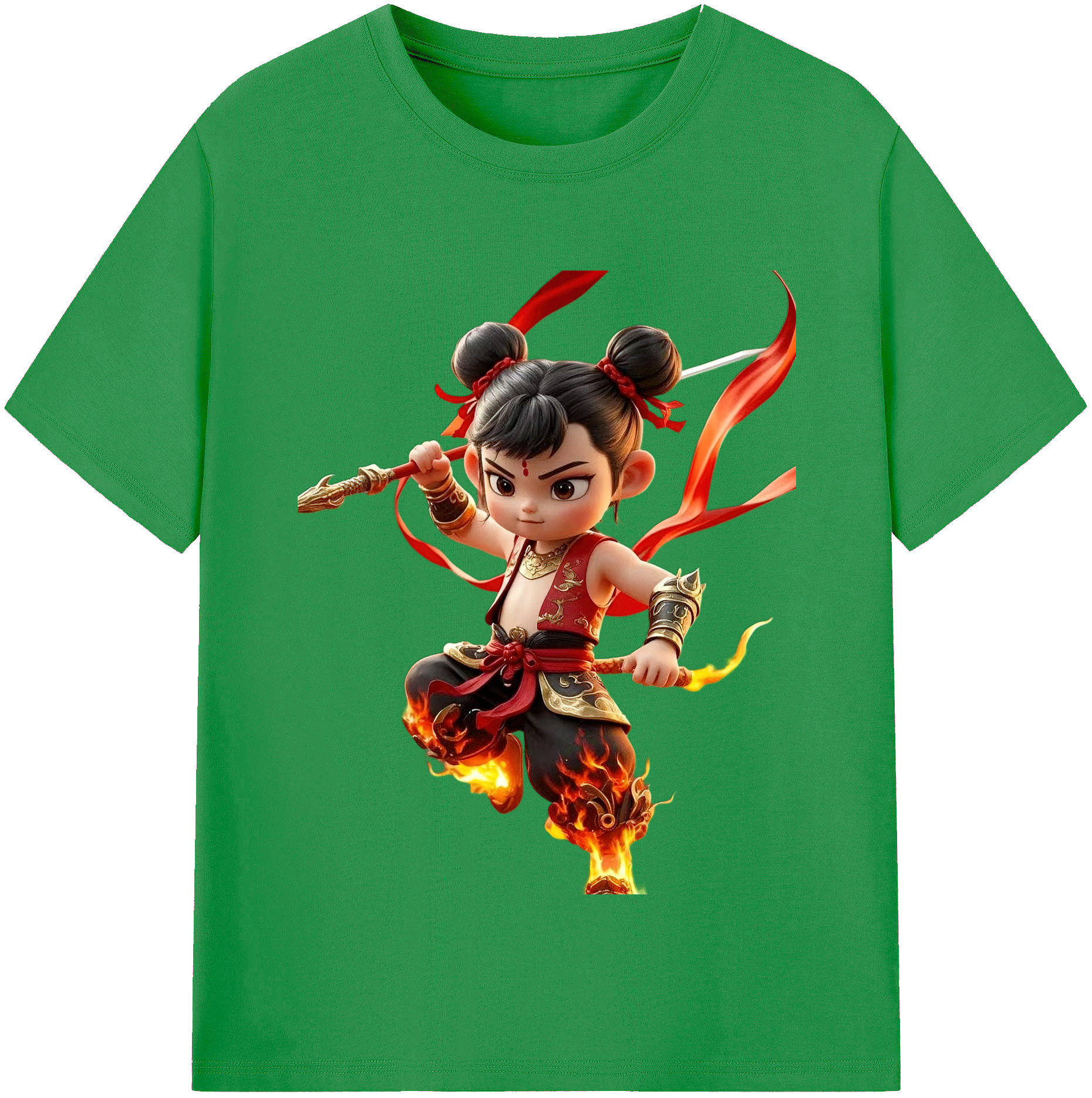 （画像用） Ne Zha 2 ナタ 魔童の大暴れ レディースカジュアルプリントTシャツ（綿100％）