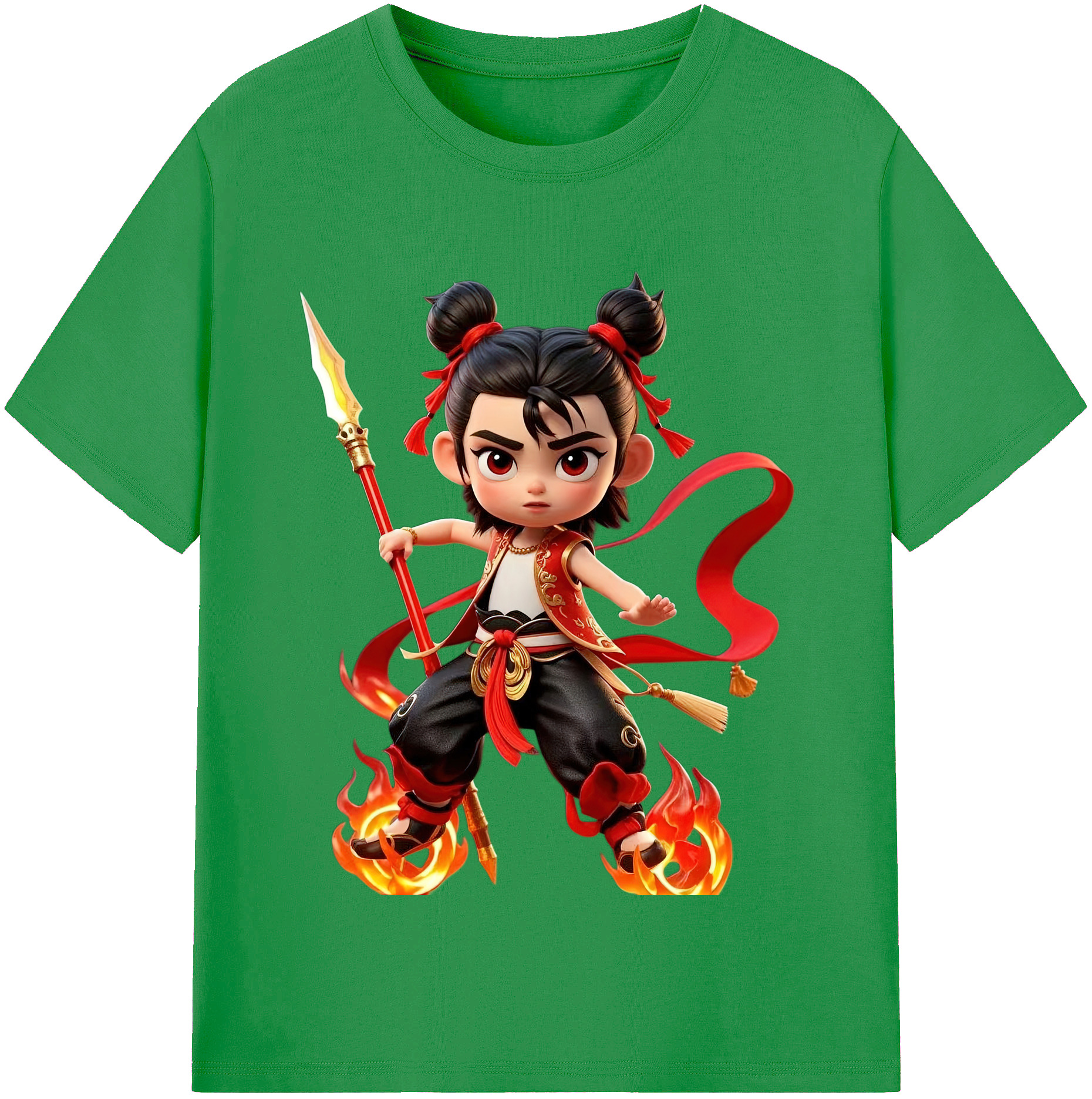 （画像用） Ne Zha 2 ナタ 魔童の大暴れ レディースカジュアルプリントTシャツ（綿100％）