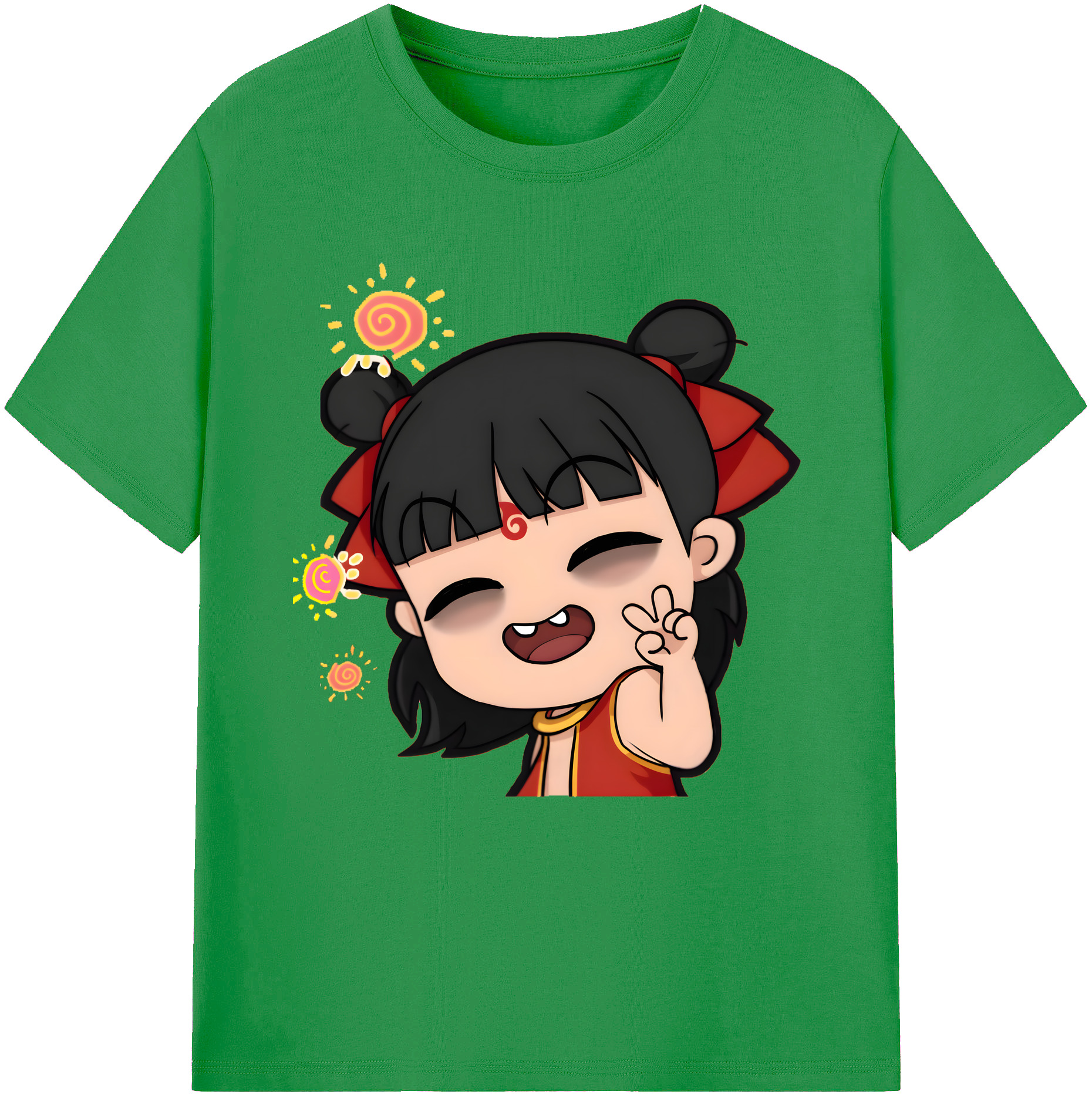 （画像用） Ne Zha 2 ナタ 魔童の大暴れ レディースカジュアルプリントTシャツ（綿100％）