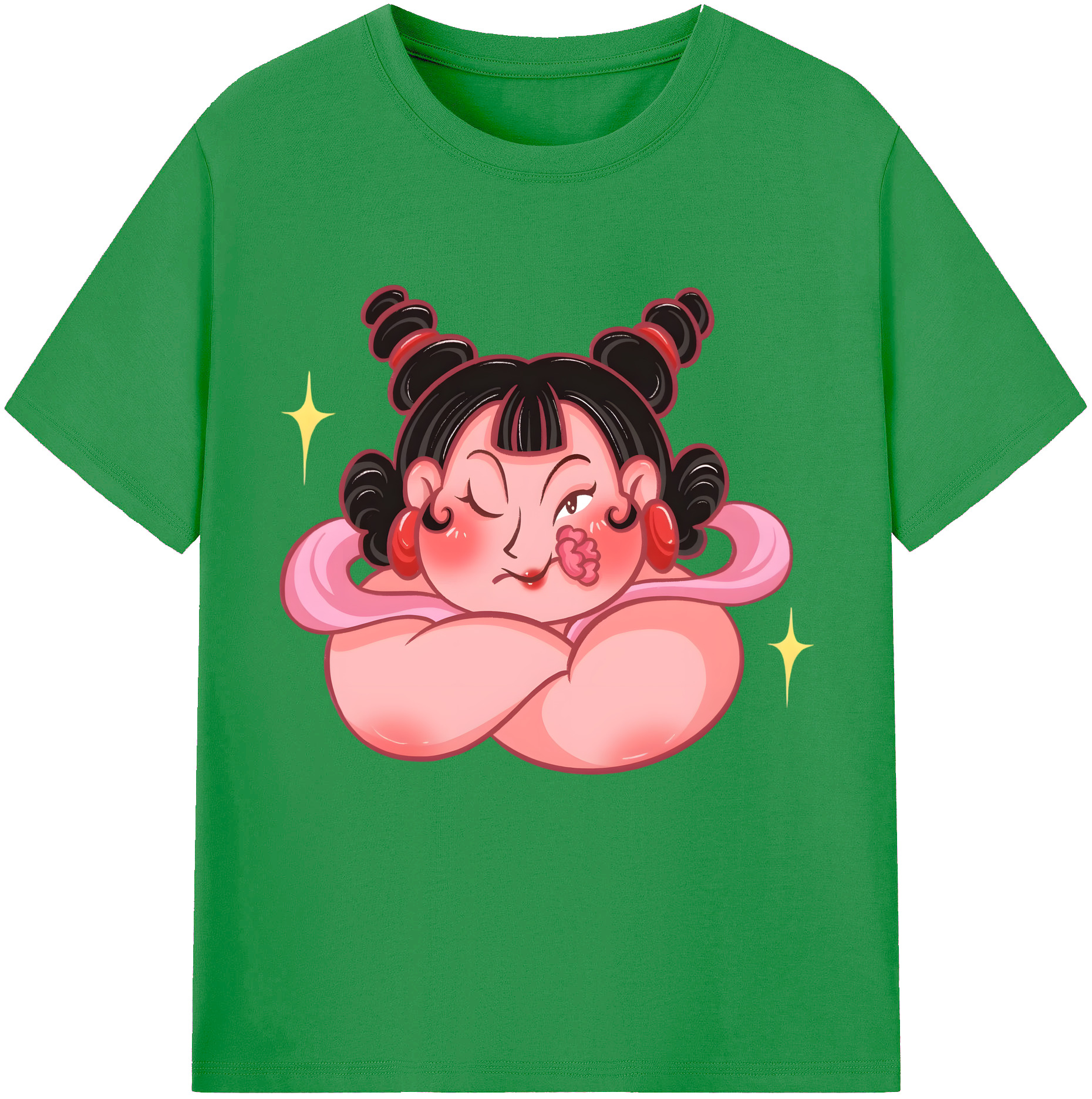 （画像用） Ne Zha 2 ナタ 魔童の大暴れ レディースカジュアルプリントTシャツ（綿100％）