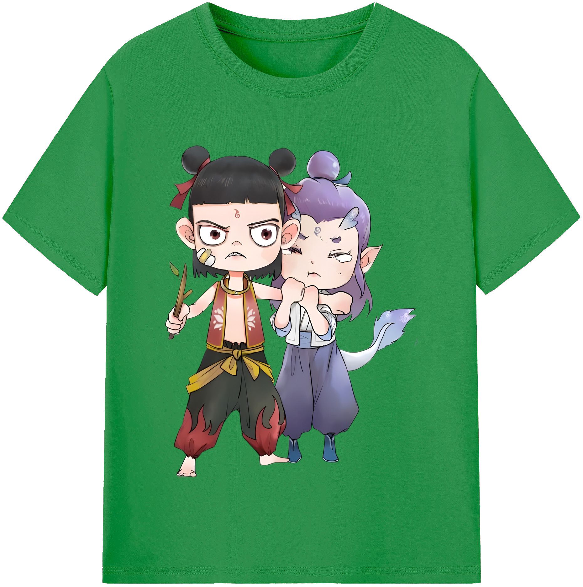 （画像用） Ne Zha 2 ナタ 魔童の大暴れ レディースカジュアルプリントTシャツ（綿100％）