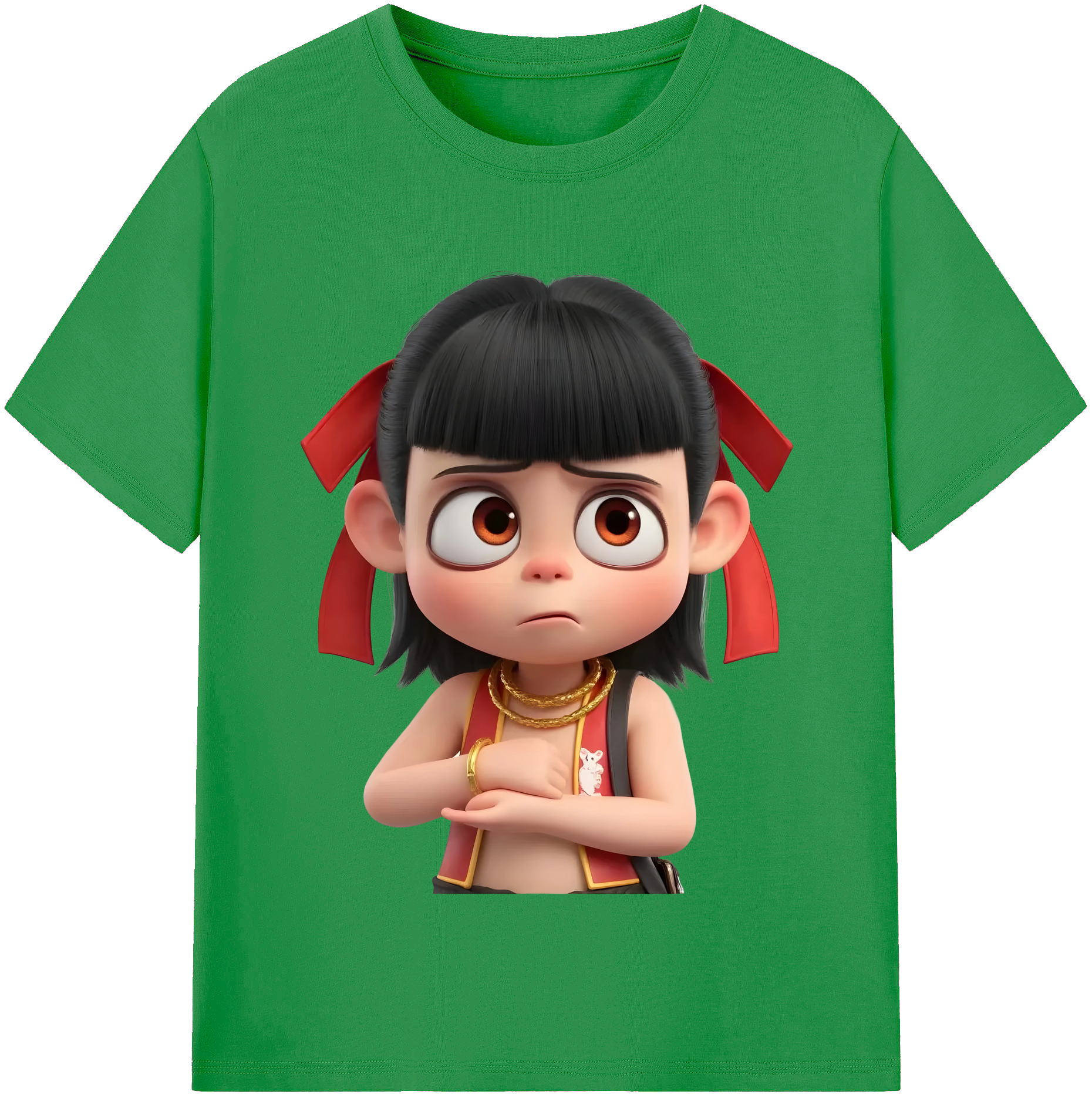 （画像用） Ne Zha 2 ナタ 魔童の大暴れ レディースカジュアルプリントTシャツ（綿100％）