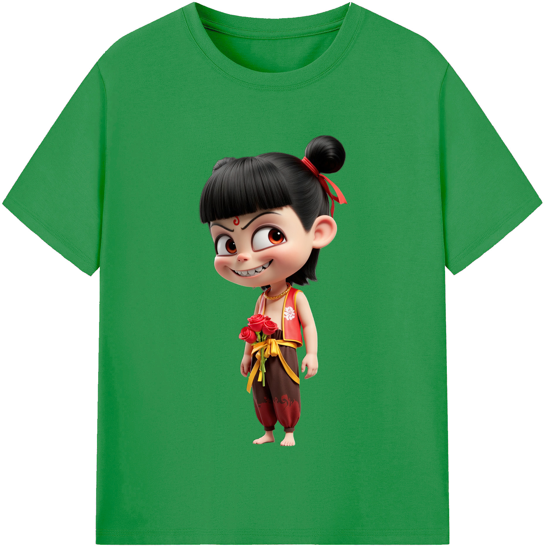 （画像用） Ne Zha 2 ナタ 魔童の大暴れ レディースカジュアルプリントTシャツ（綿100％）