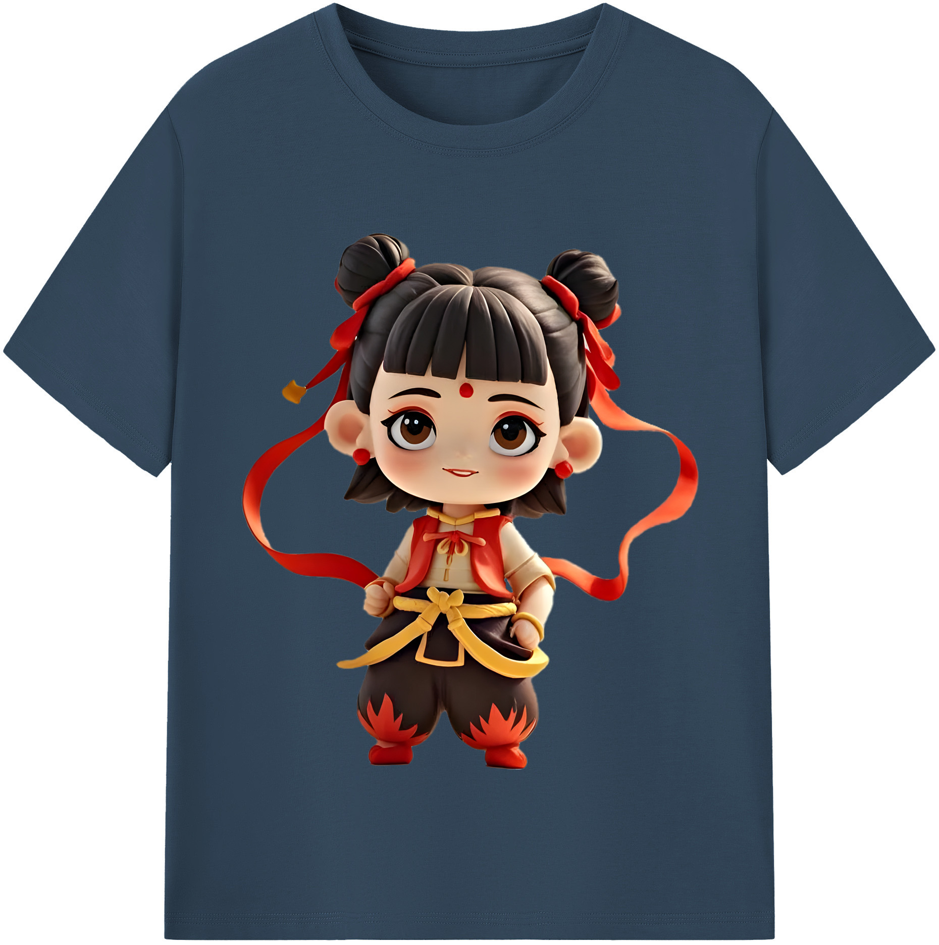 （画像用） Ne Zha 2 ナタ 魔童の大暴れ レディースカジュアルプリントTシャツ（綿100％）