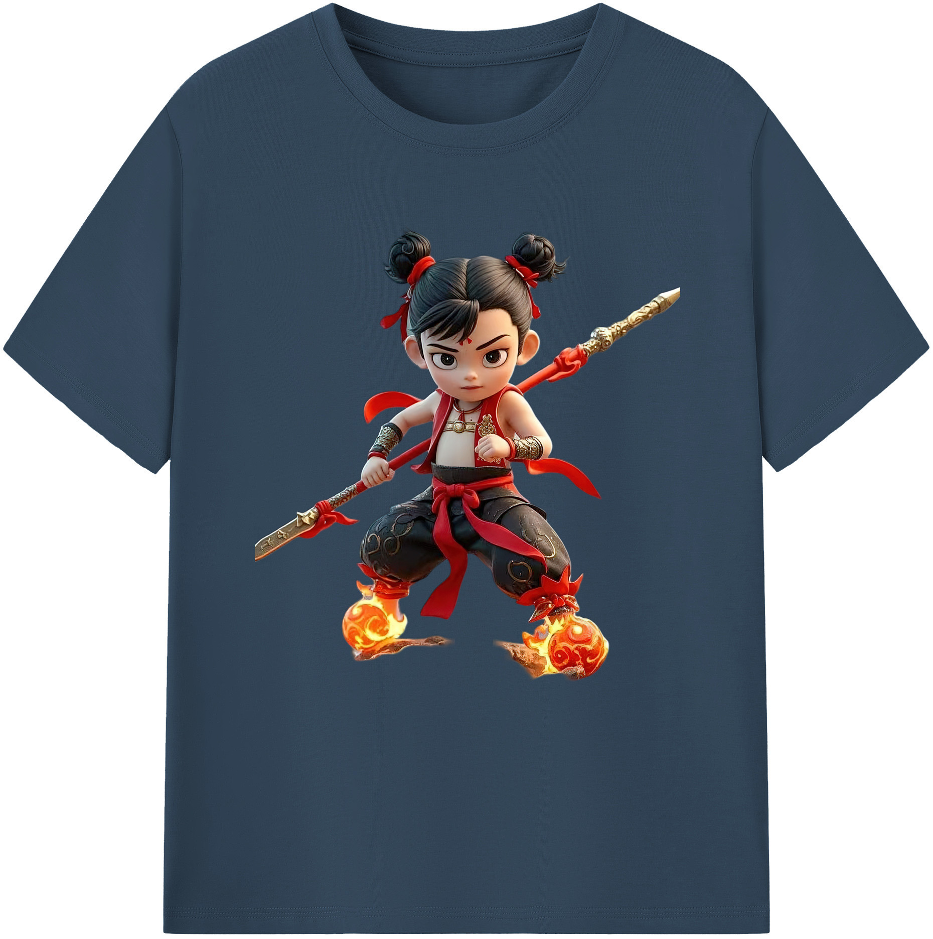 （画像用） Ne Zha 2 ナタ 魔童の大暴れ レディースカジュアルプリントTシャツ（綿100％）