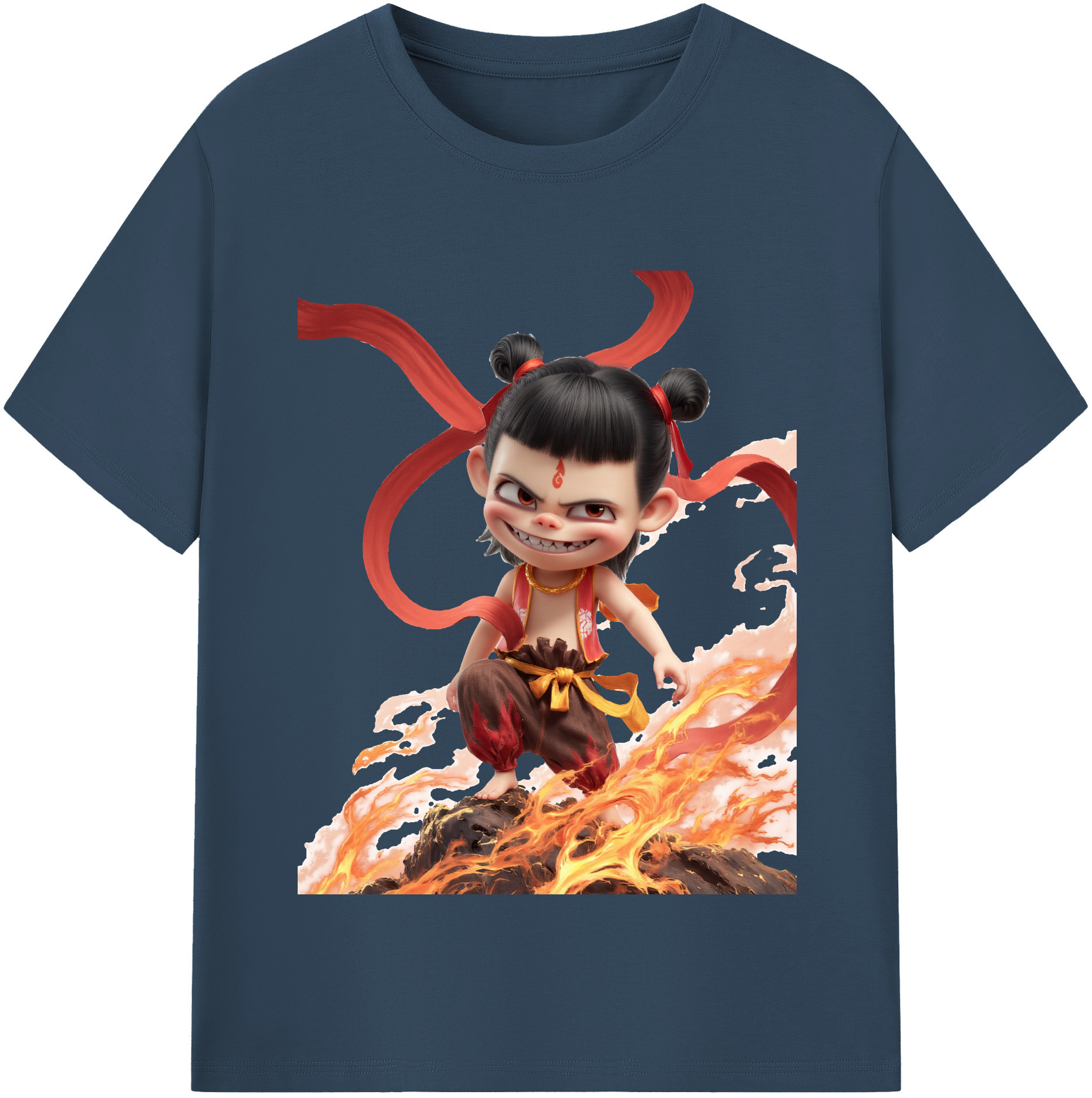 （画像用） Ne Zha 2 ナタ 魔童の大暴れ レディースカジュアルプリントTシャツ（綿100％）