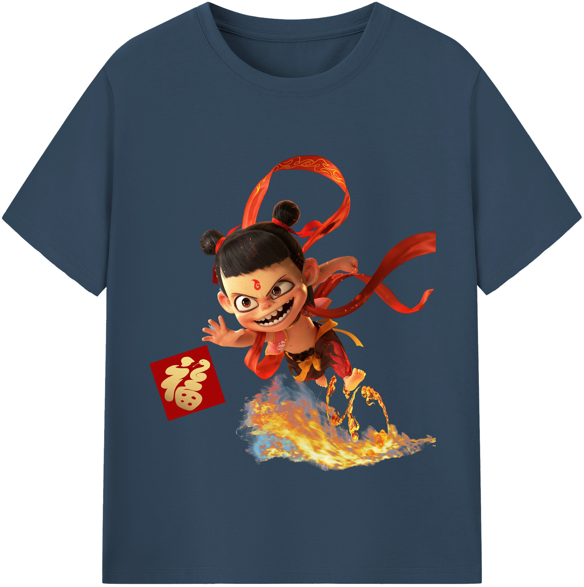（画像用） Ne Zha 2 ナタ 魔童の大暴れ レディースカジュアルプリントTシャツ（綿100％）