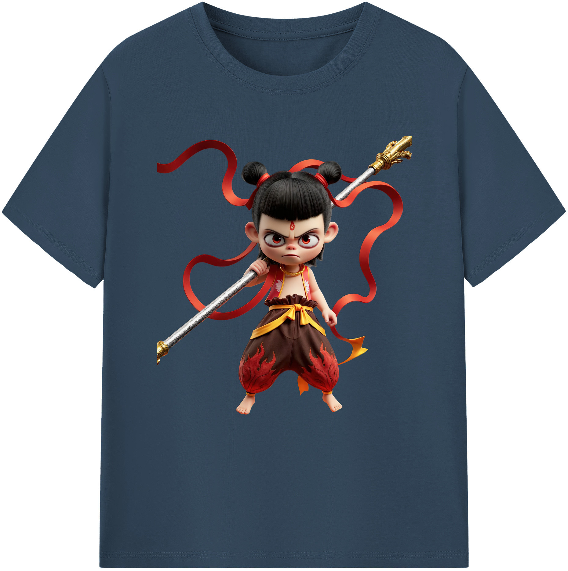 （画像用） Ne Zha 2 ナタ 魔童の大暴れ レディースカジュアルプリントTシャツ（綿100％）