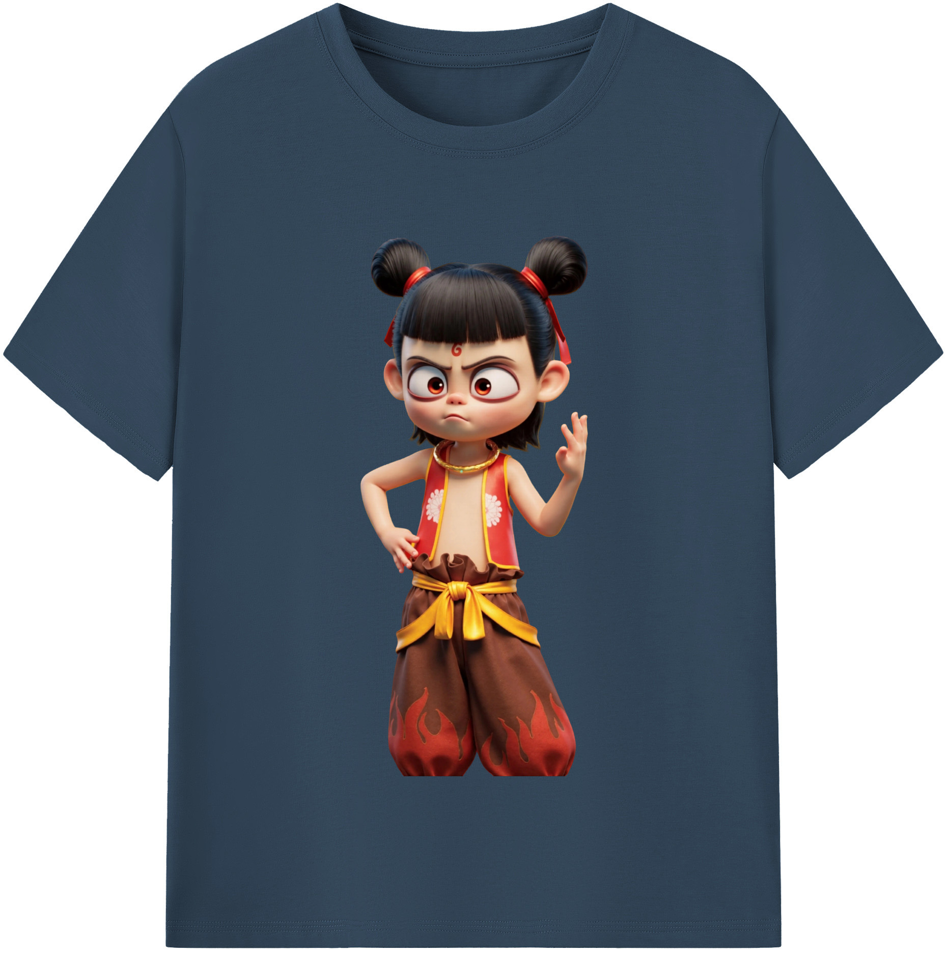 （画像用） Ne Zha 2 ナタ 魔童の大暴れ レディースカジュアルプリントTシャツ（綿100％）