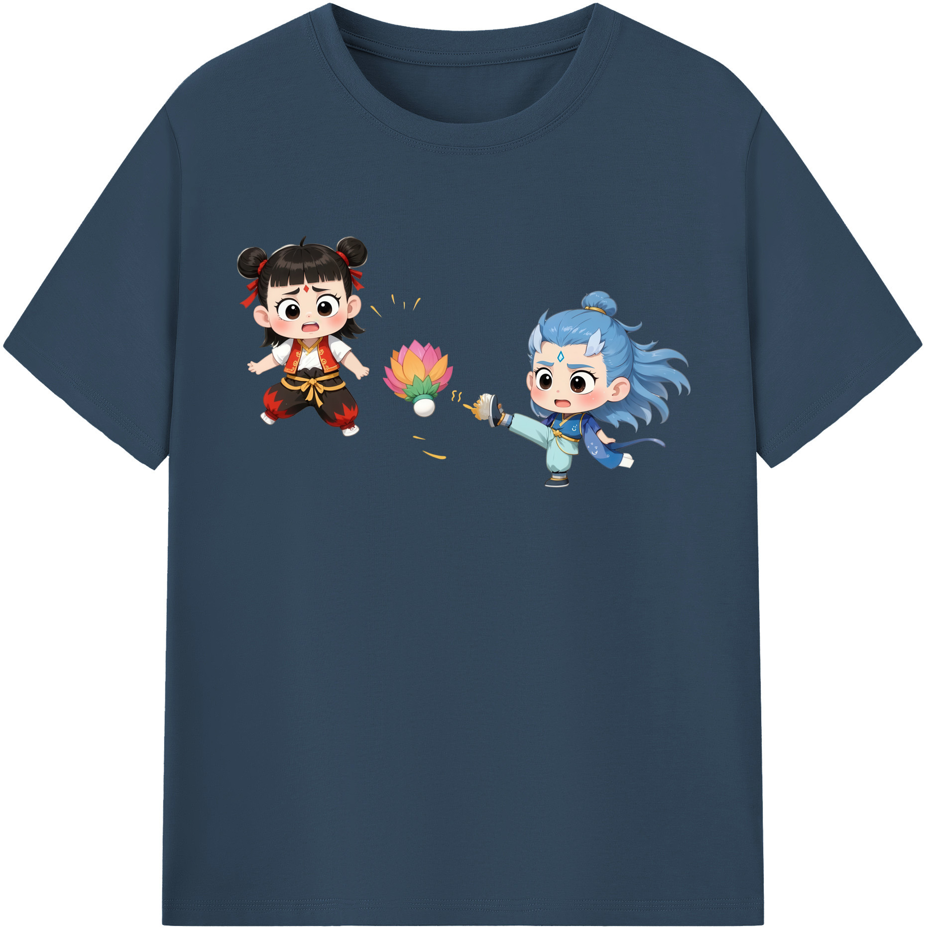 （画像用） Ne Zha 2 ナタ 魔童の大暴れ レディースカジュアルプリントTシャツ（綿100％）