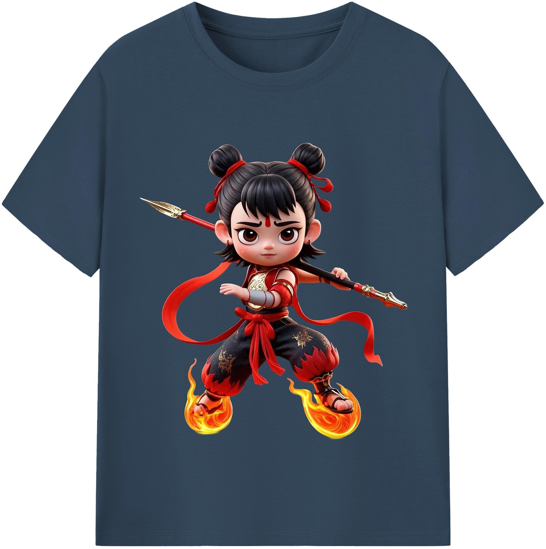 （画像用） Ne Zha 2 ナタ 魔童の大暴れ レディースカジュアルプリントTシャツ（綿100％）