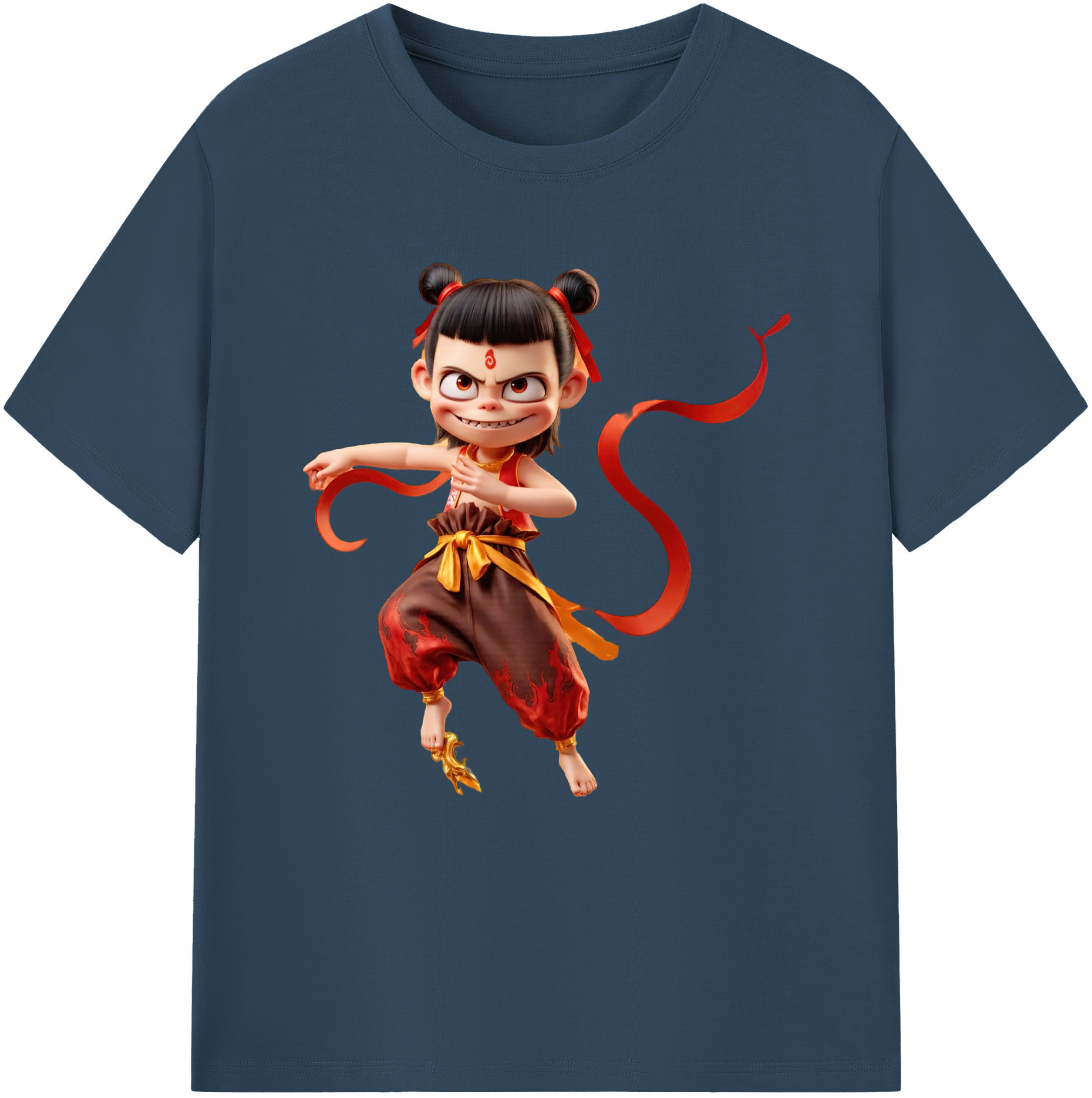 （画像用） Ne Zha 2 ナタ 魔童の大暴れ レディースカジュアルプリントTシャツ（綿100％）