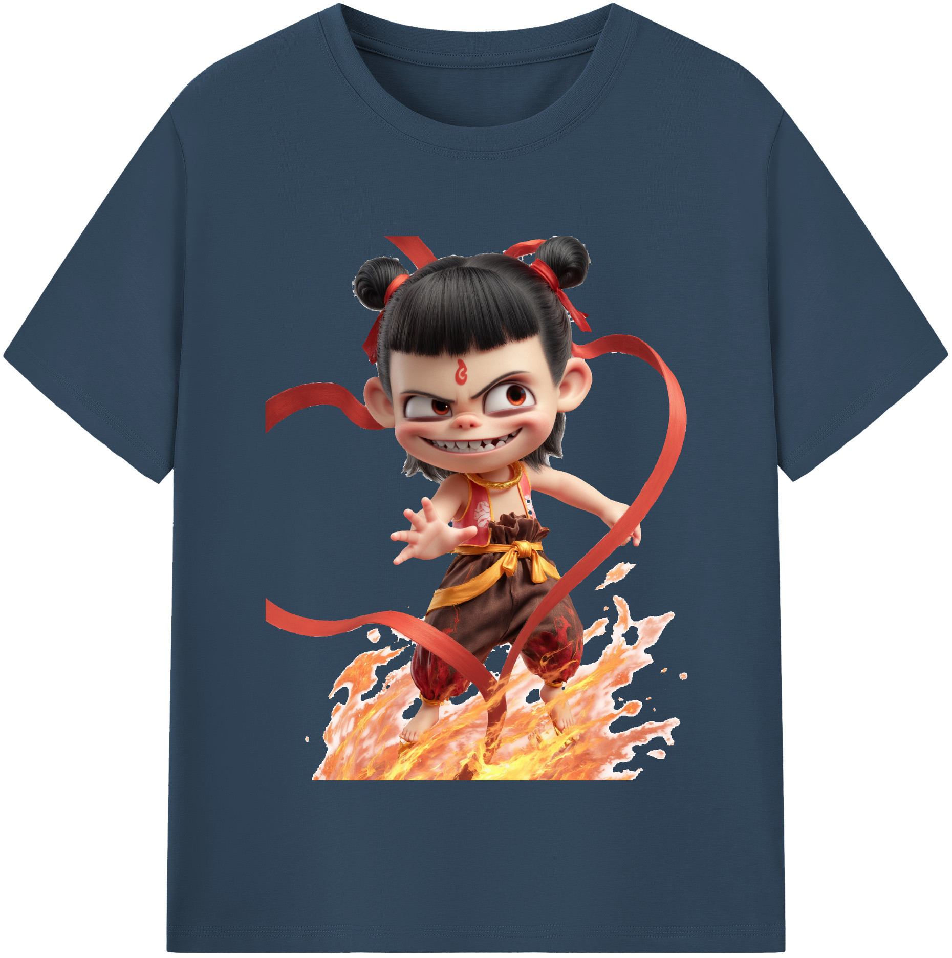 （画像用） Ne Zha 2 ナタ 魔童の大暴れ レディースカジュアルプリントTシャツ（綿100％）