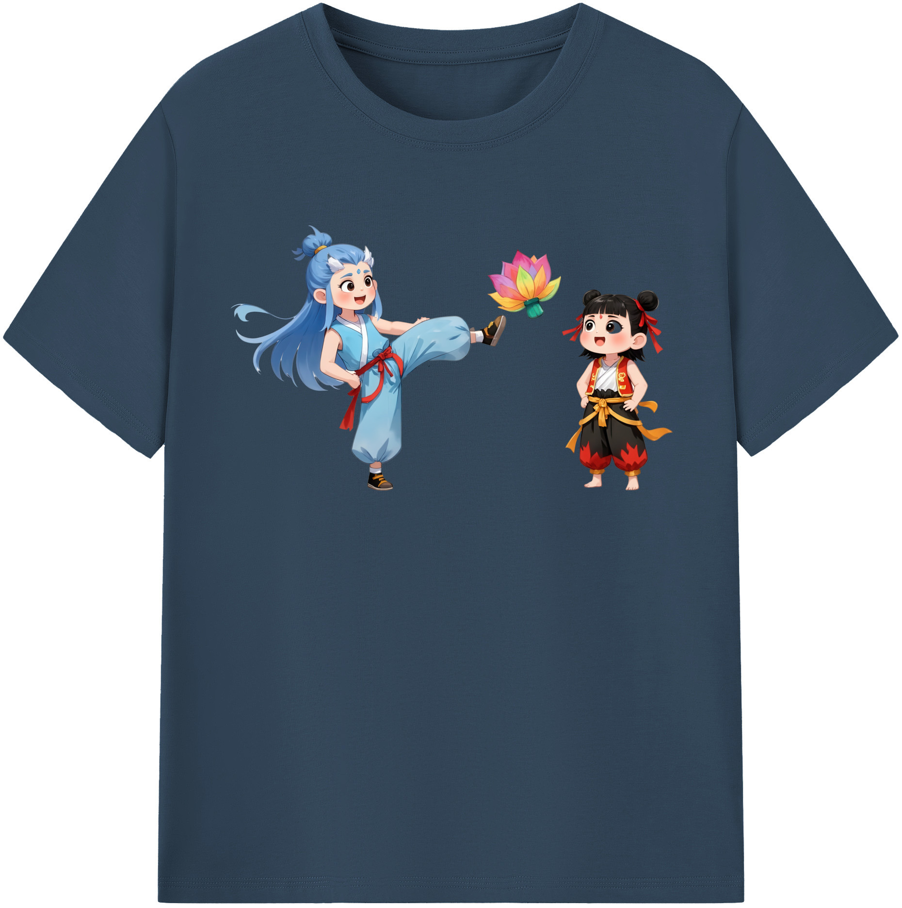 （画像用） Ne Zha 2 ナタ 魔童の大暴れ レディースカジュアルプリントTシャツ（綿100％）