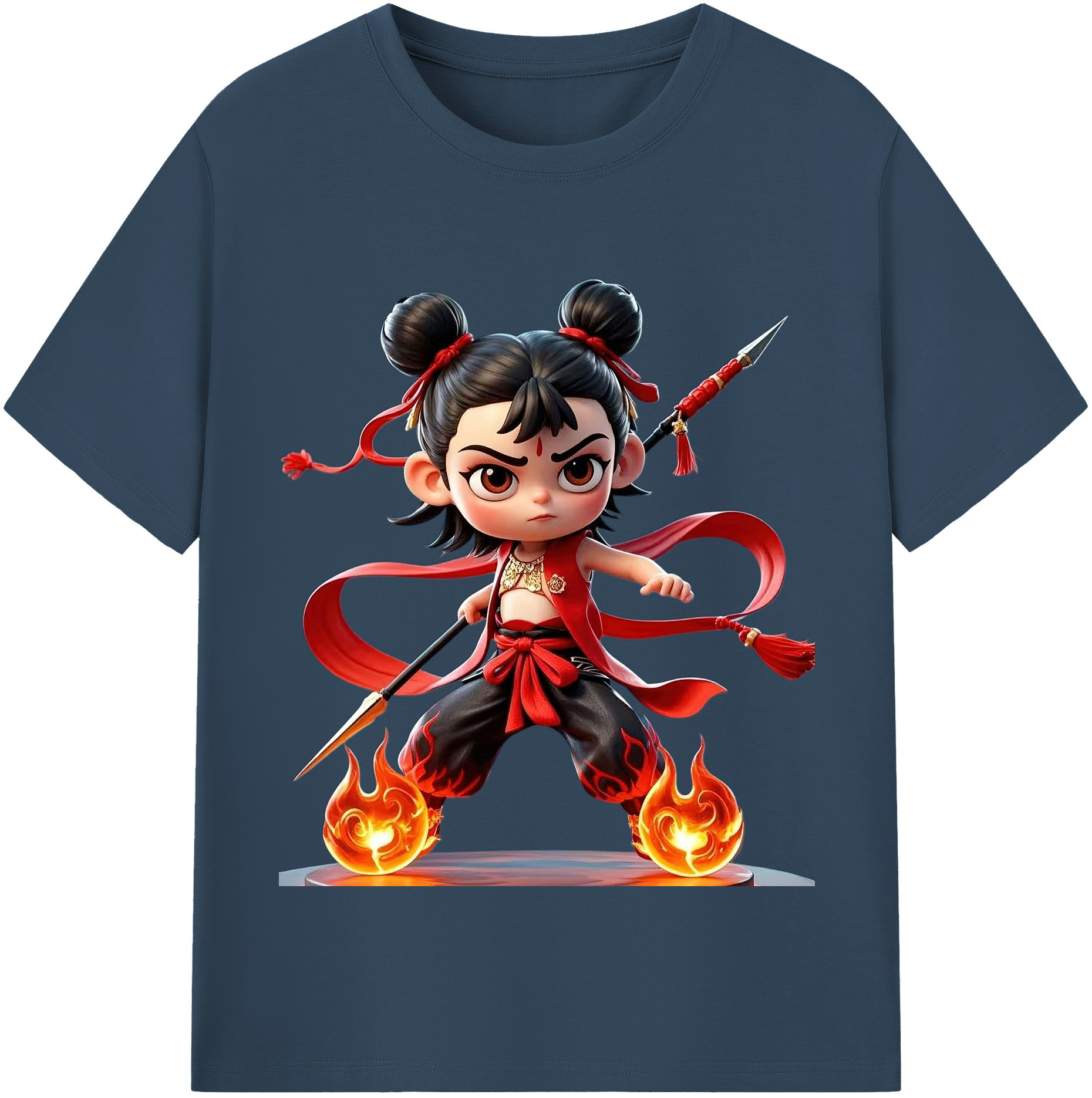 （画像用） Ne Zha 2 ナタ 魔童の大暴れ レディースカジュアルプリントTシャツ（綿100％）
