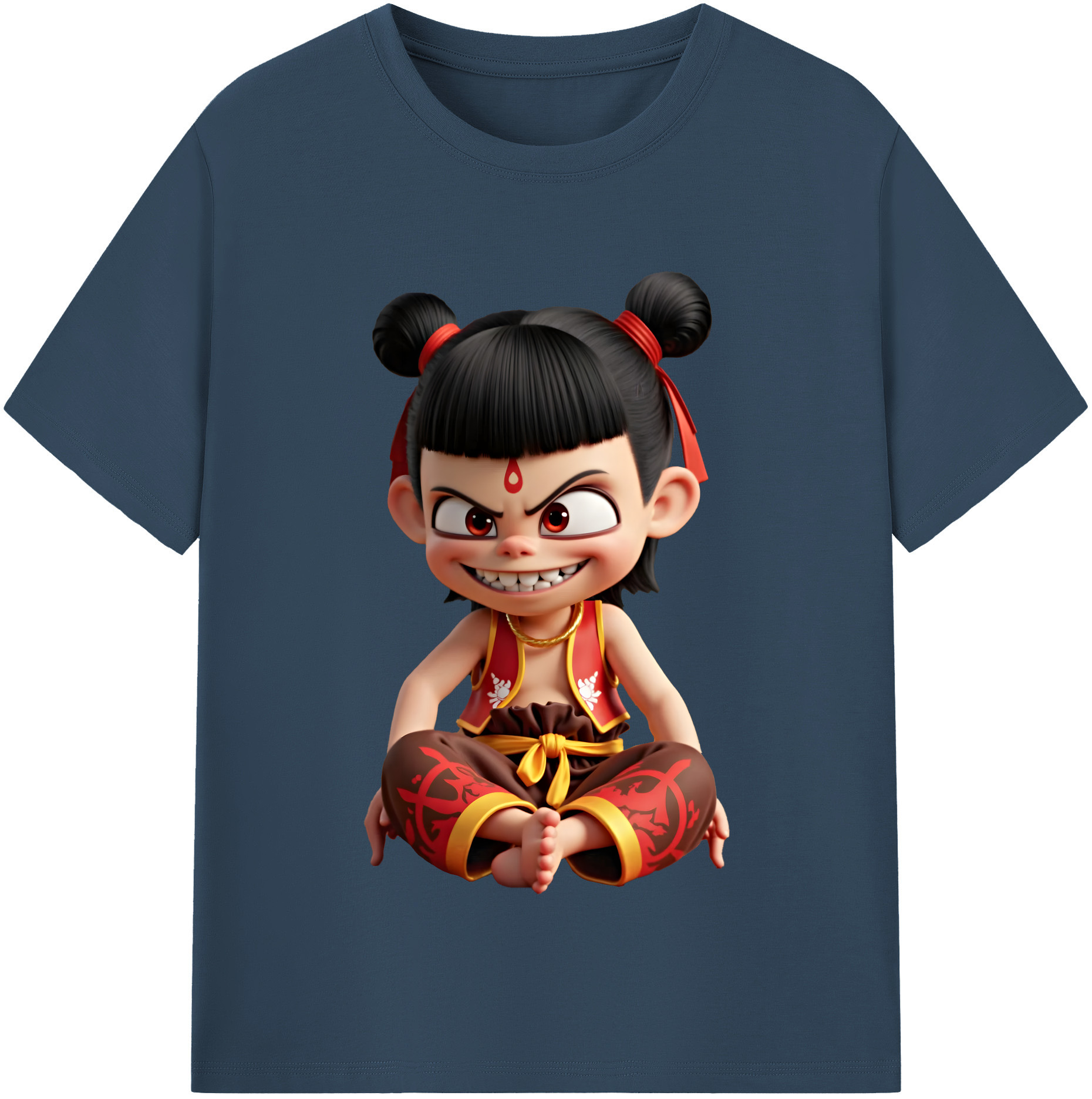 （画像用） Ne Zha 2 ナタ 魔童の大暴れ レディースカジュアルプリントTシャツ（綿100％）