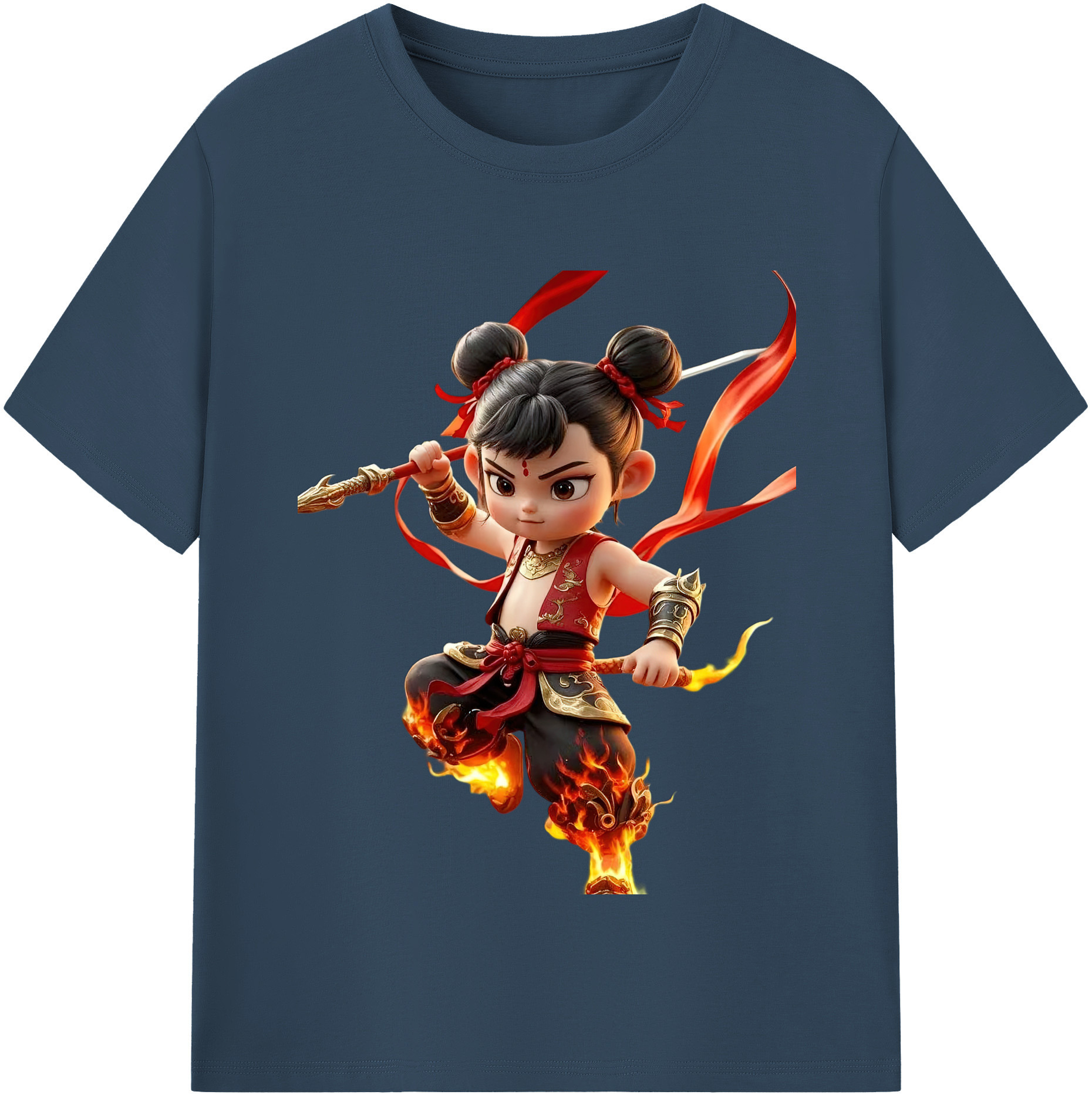 （画像用） Ne Zha 2 ナタ 魔童の大暴れ レディースカジュアルプリントTシャツ（綿100％）