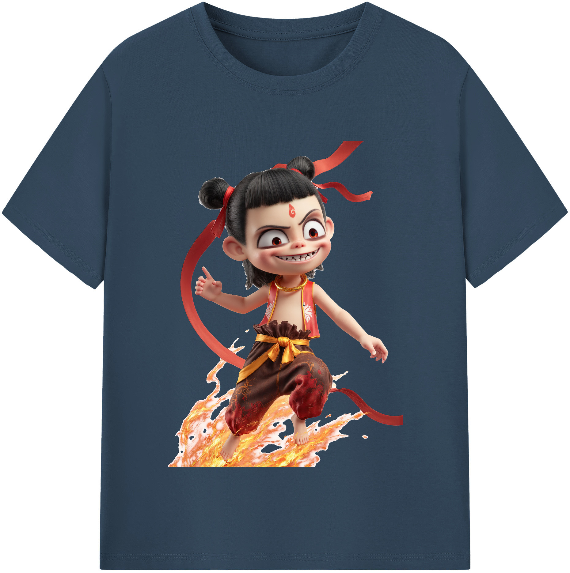 （画像用） Ne Zha 2 ナタ 魔童の大暴れ レディースカジュアルプリントTシャツ（綿100％）