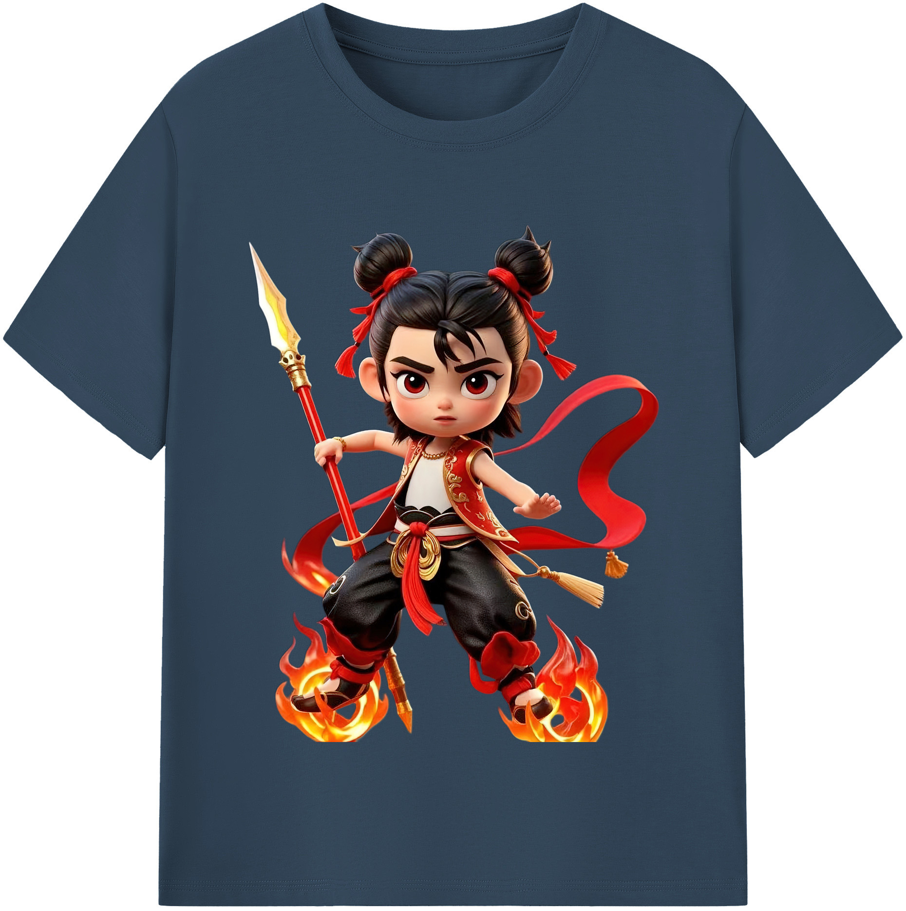 （画像用） Ne Zha 2 ナタ 魔童の大暴れ レディースカジュアルプリントTシャツ（綿100％）