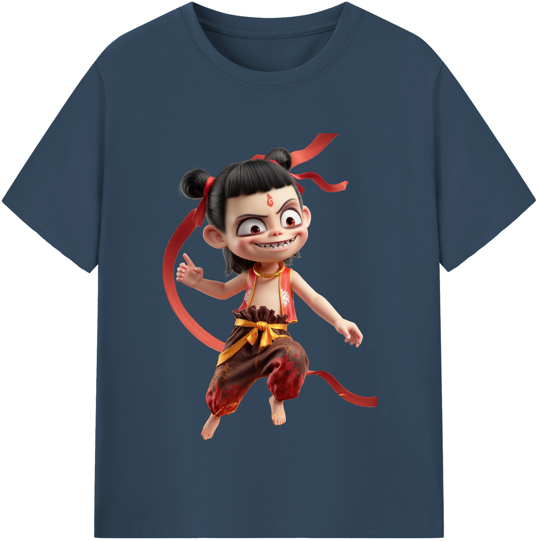 （画像用） Ne Zha 2 ナタ 魔童の大暴れ レディースカジュアルプリントTシャツ（綿100％）