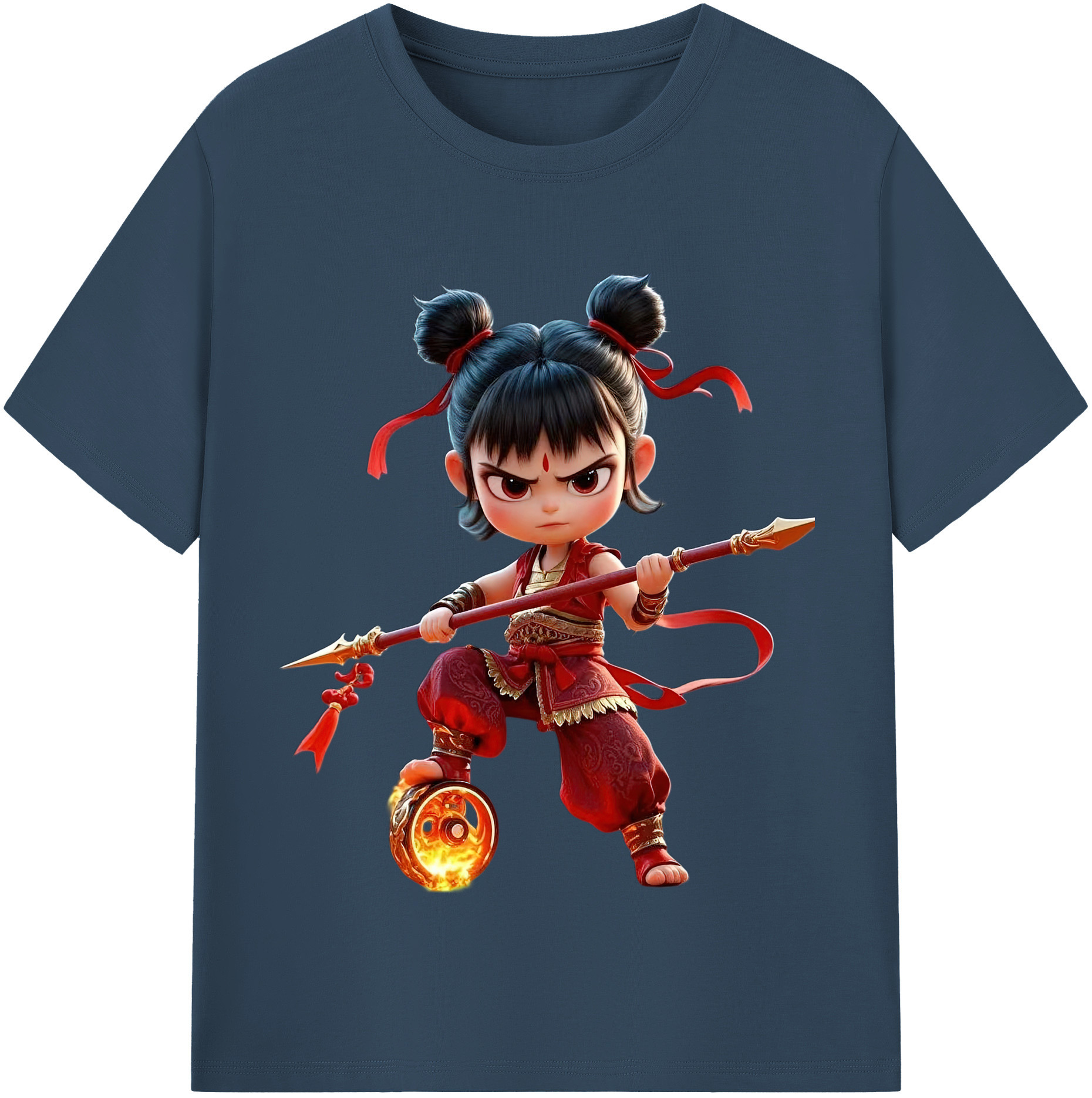 （画像用） Ne Zha 2 ナタ 魔童の大暴れ レディースカジュアルプリントTシャツ（綿100％）