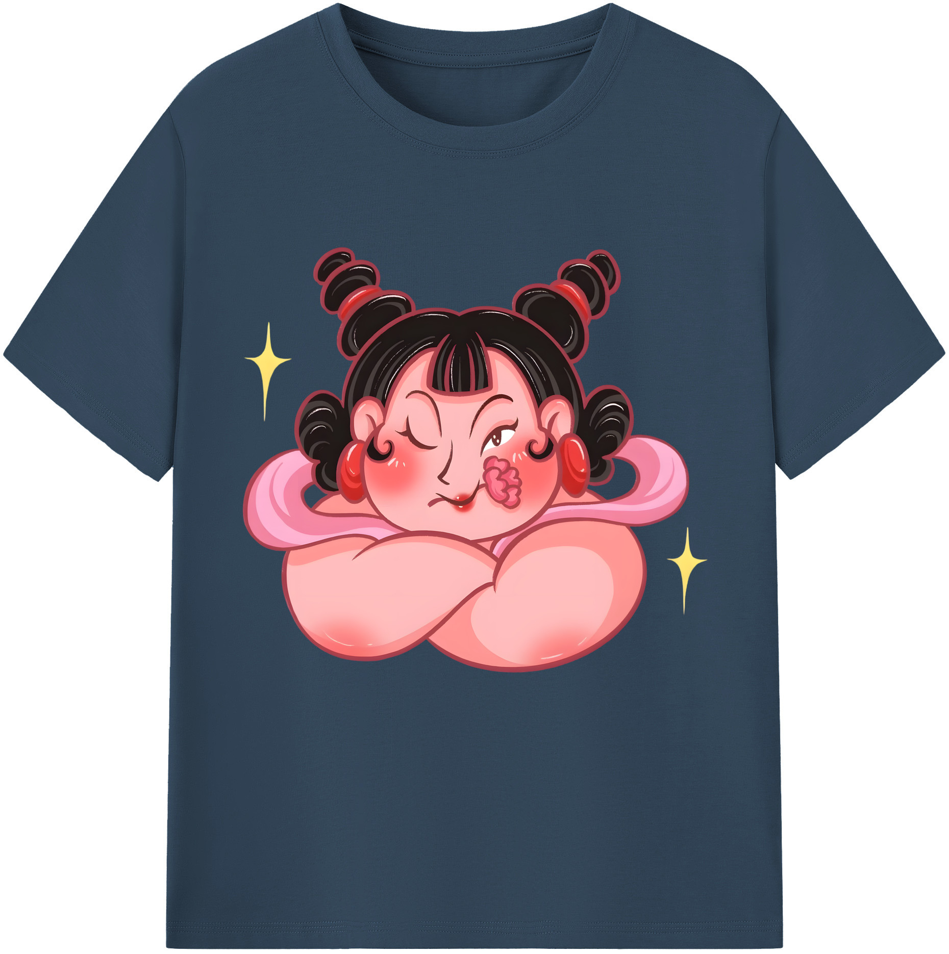 （画像用） Ne Zha 2 ナタ 魔童の大暴れ レディースカジュアルプリントTシャツ（綿100％）