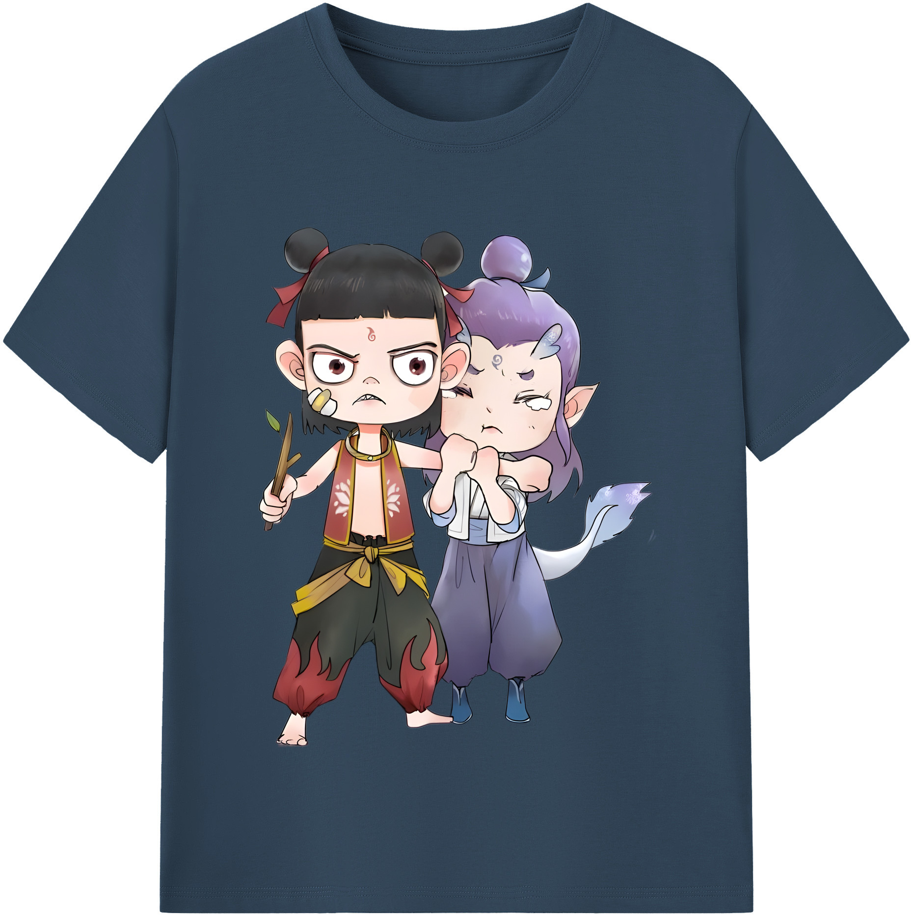 （画像用） Ne Zha 2 ナタ 魔童の大暴れ レディースカジュアルプリントTシャツ（綿100％）