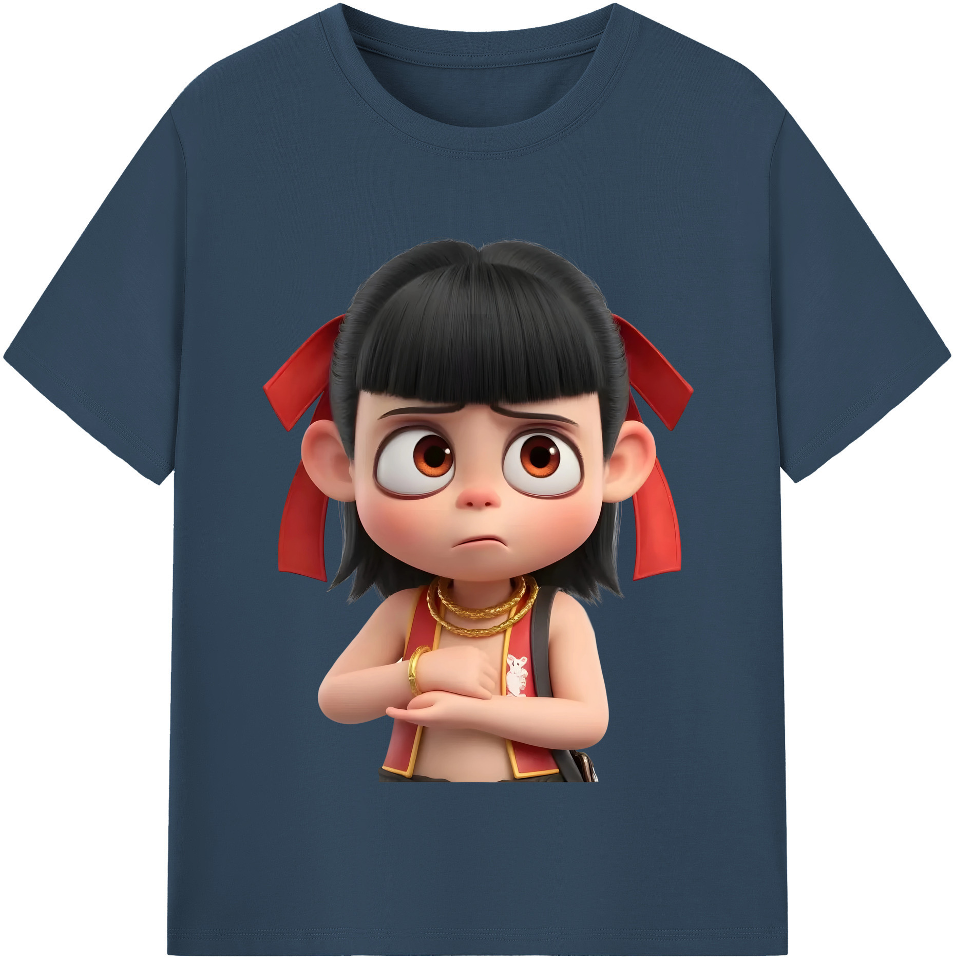 （画像用） Ne Zha 2 ナタ 魔童の大暴れ レディースカジュアルプリントTシャツ（綿100％）