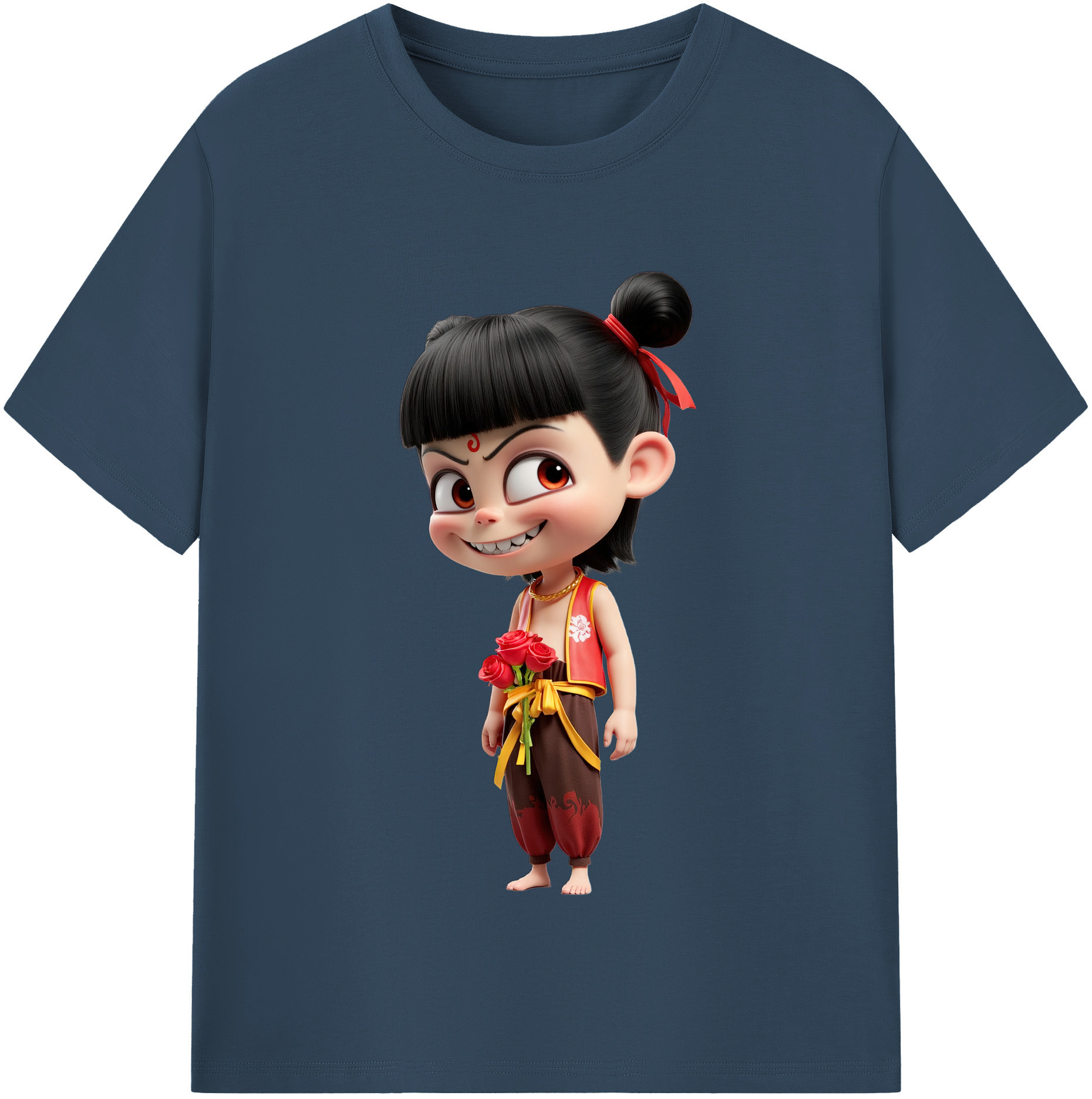 （画像用） Ne Zha 2 ナタ 魔童の大暴れ レディースカジュアルプリントTシャツ（綿100％）