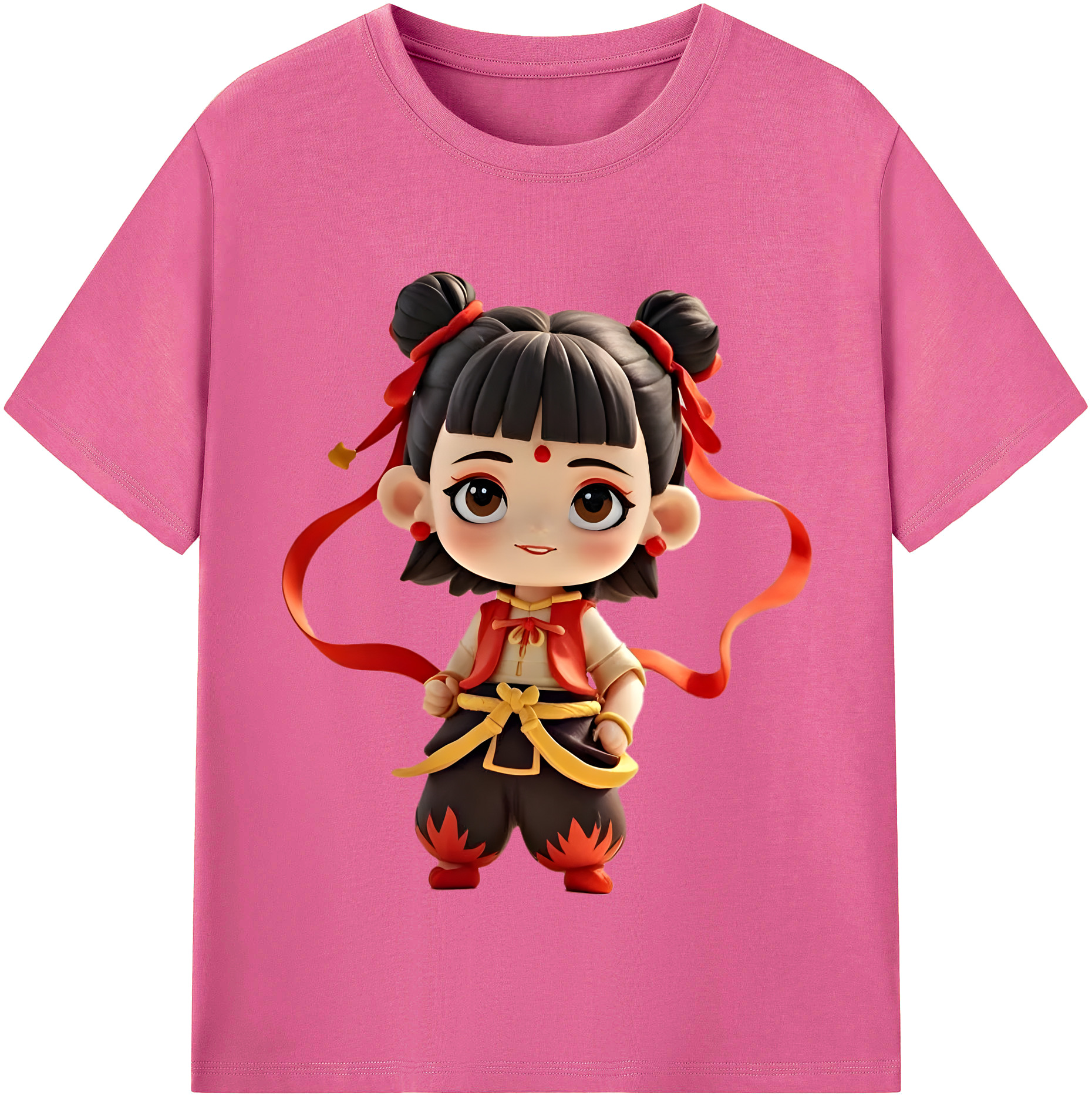 （画像用） Ne Zha 2 ナタ 魔童の大暴れ レディースカジュアルプリントTシャツ（綿100％）