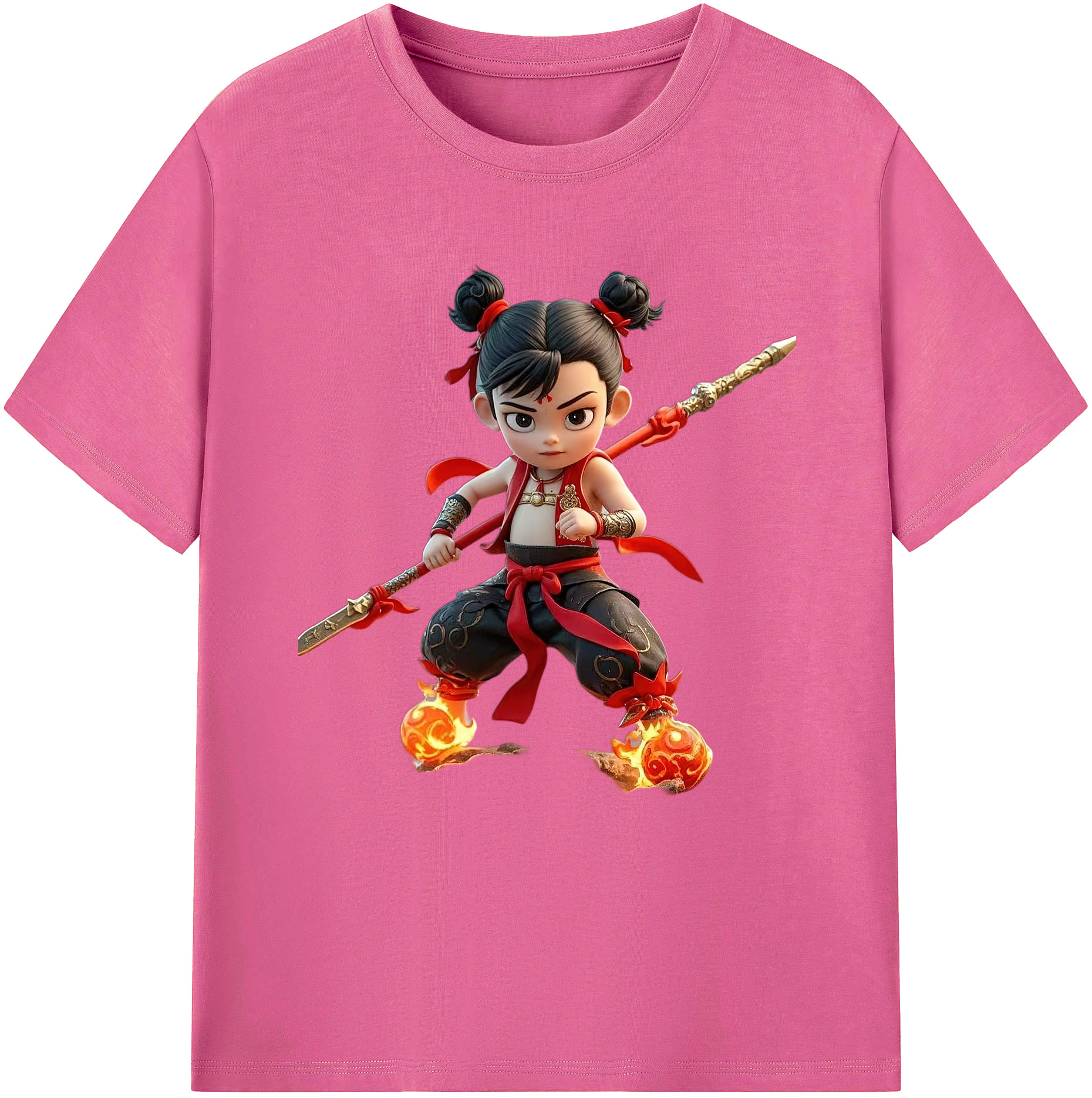（画像用） Ne Zha 2 ナタ 魔童の大暴れ レディースカジュアルプリントTシャツ（綿100％）