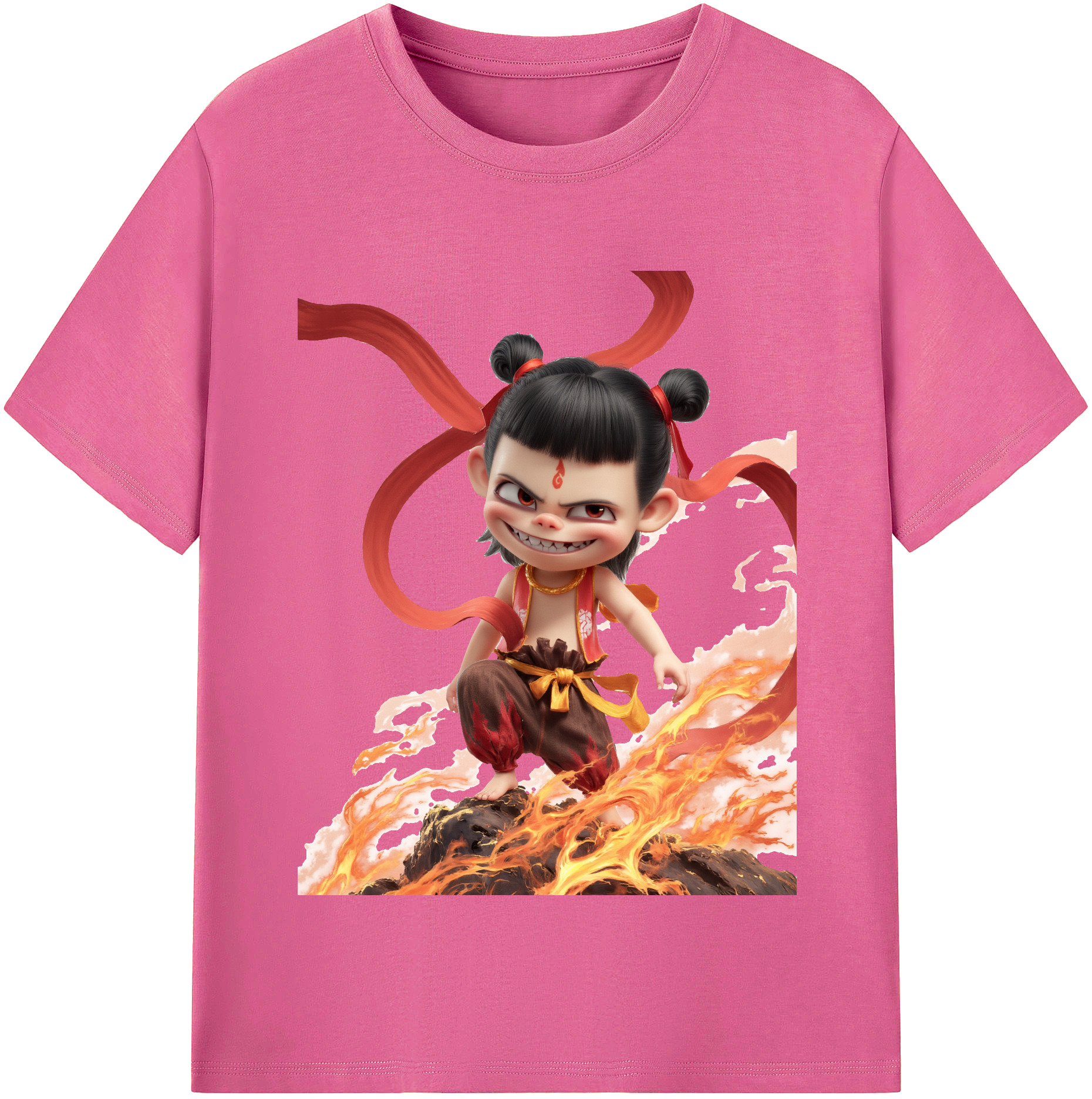 （画像用） Ne Zha 2 ナタ 魔童の大暴れ レディースカジュアルプリントTシャツ（綿100％）