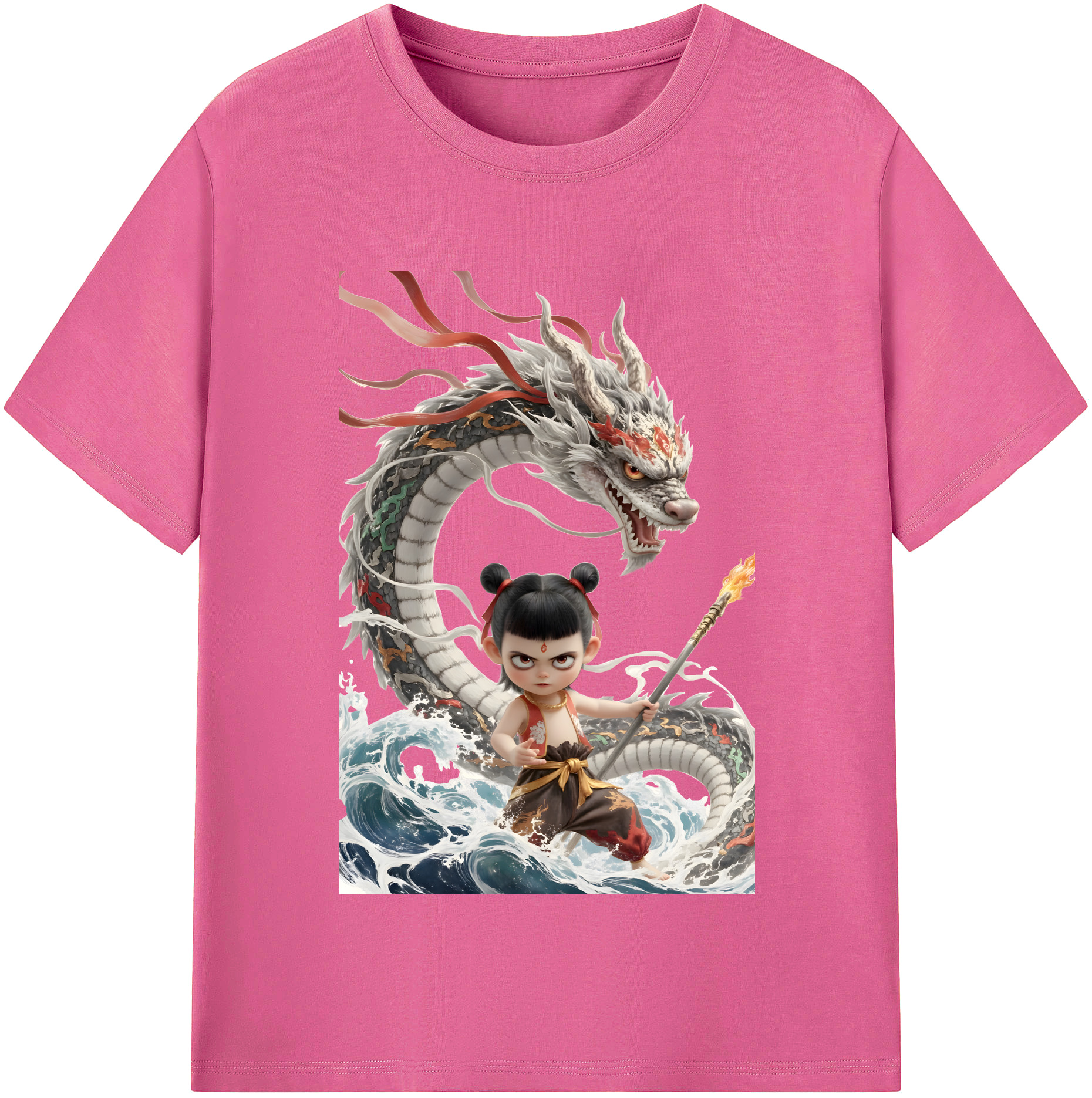 （画像用） Ne Zha 2 ナタ 魔童の大暴れ レディースカジュアルプリントTシャツ（綿100％）