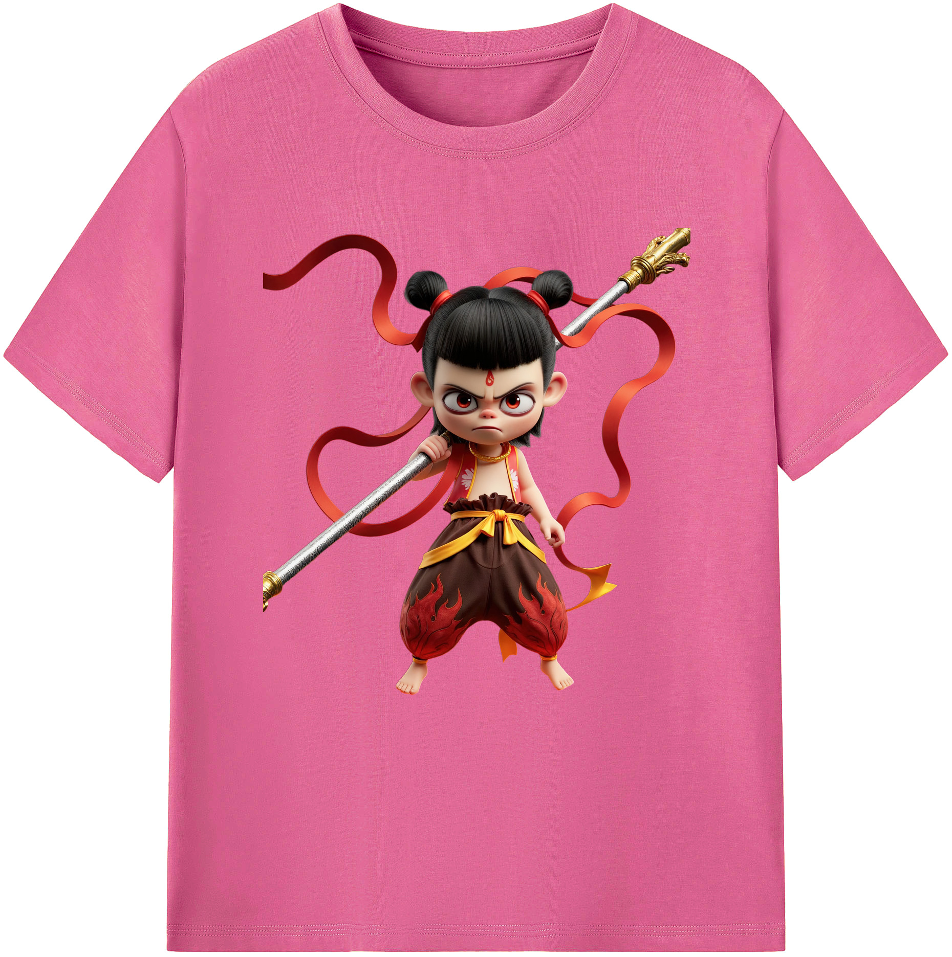 （画像用） Ne Zha 2 ナタ 魔童の大暴れ レディースカジュアルプリントTシャツ（綿100％）
