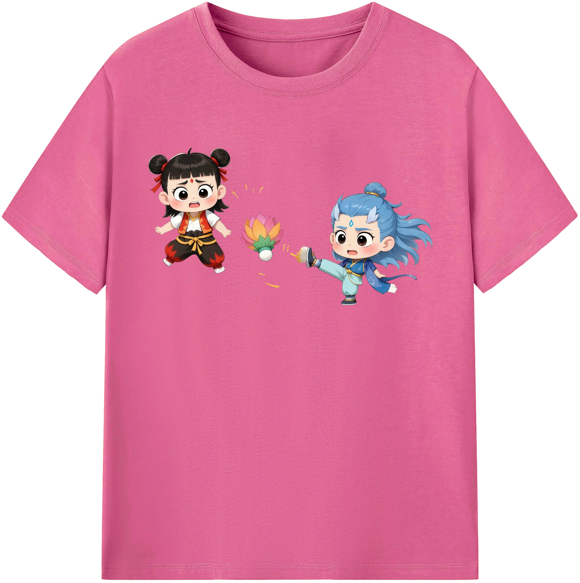 （画像用） Ne Zha 2 ナタ 魔童の大暴れ レディースカジュアルプリントTシャツ（綿100％）