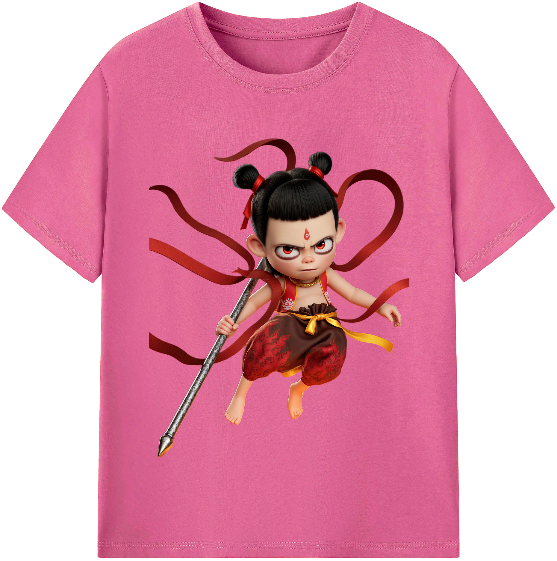 （画像用） Ne Zha 2 ナタ 魔童の大暴れ レディースカジュアルプリントTシャツ（綿100％）