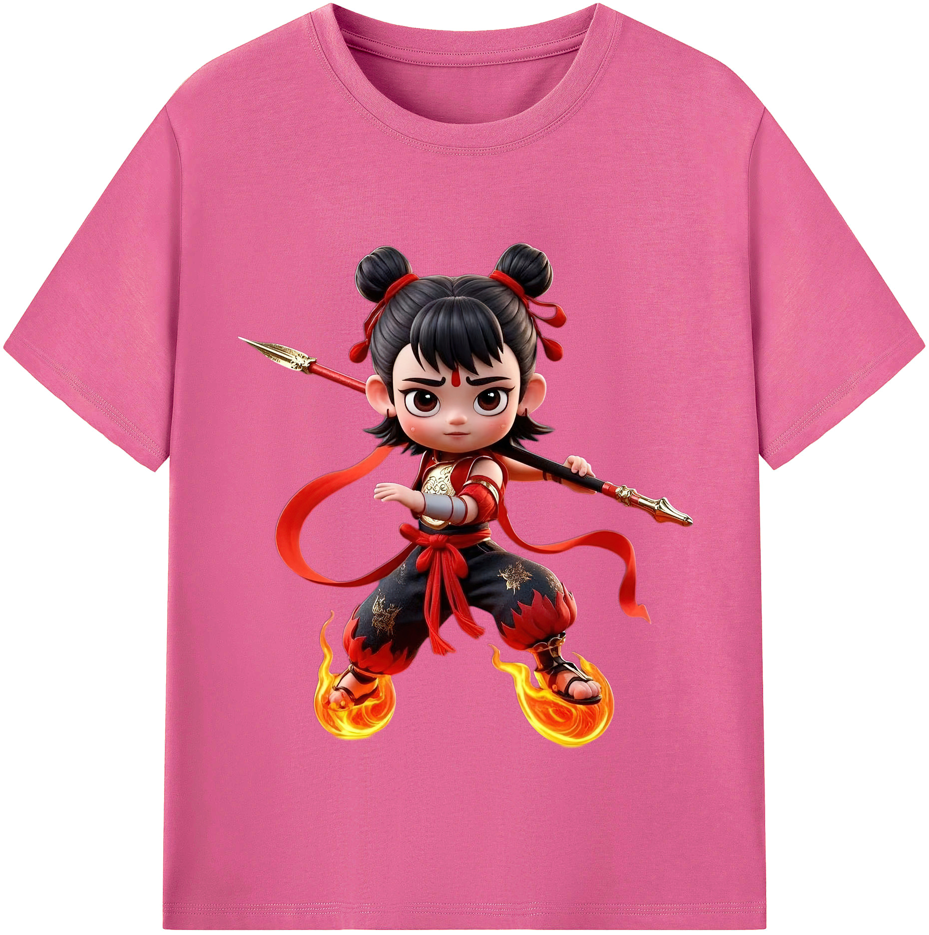 （画像用） Ne Zha 2 ナタ 魔童の大暴れ レディースカジュアルプリントTシャツ（綿100％）