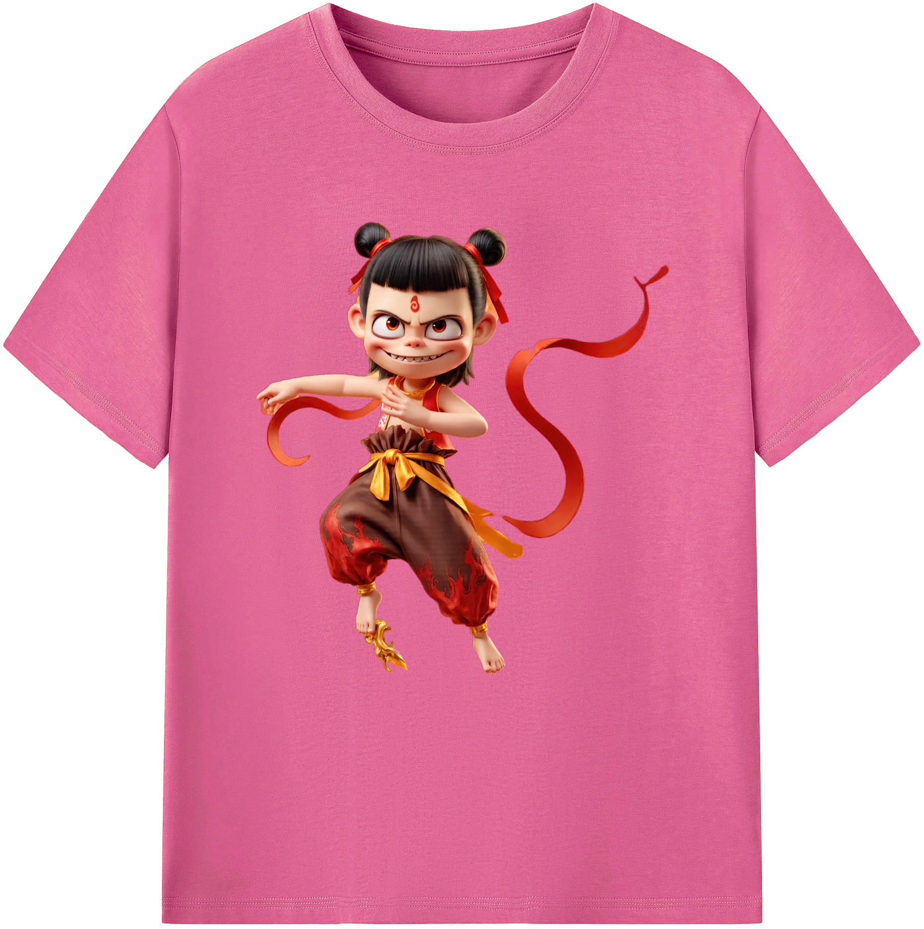 （画像用） Ne Zha 2 ナタ 魔童の大暴れ レディースカジュアルプリントTシャツ（綿100％）
