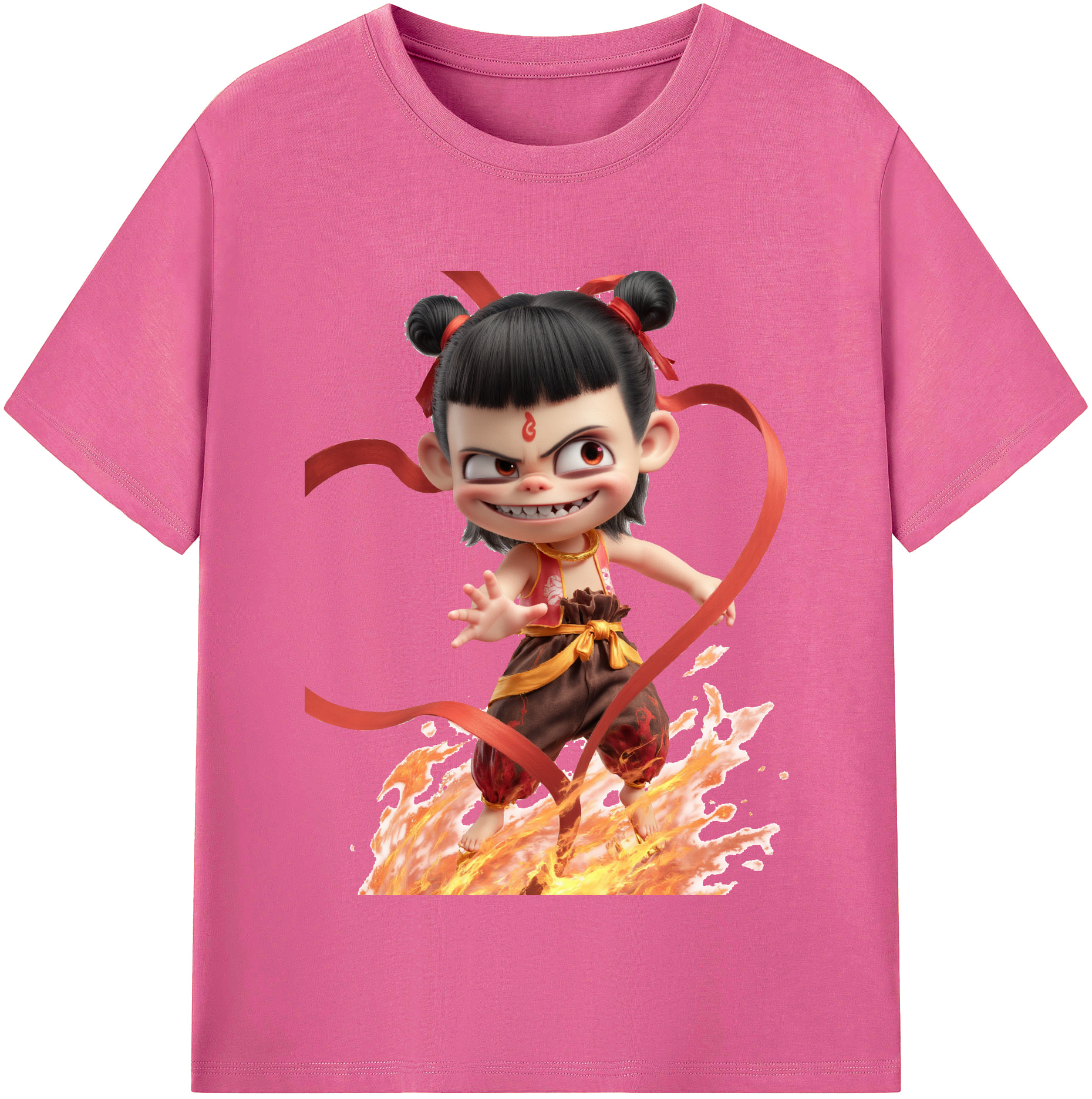（画像用） Ne Zha 2 ナタ 魔童の大暴れ レディースカジュアルプリントTシャツ（綿100％）